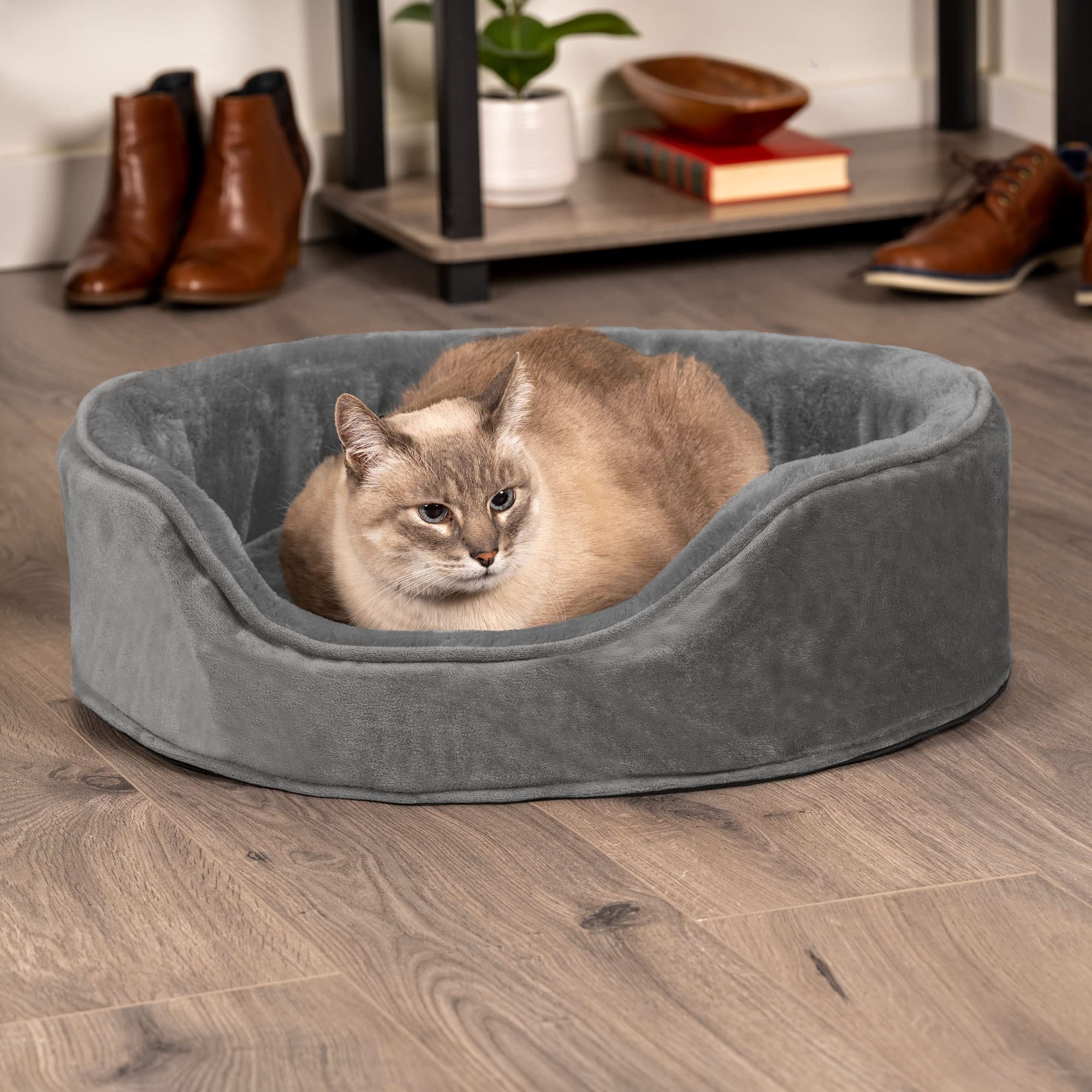 Furhaven Orthopedic Dog Bed For Small Dogs W/ Removable Washable Cover, For Dogs Up To 12 Lbs - Plush & Velvet Oval Lounger - Sm