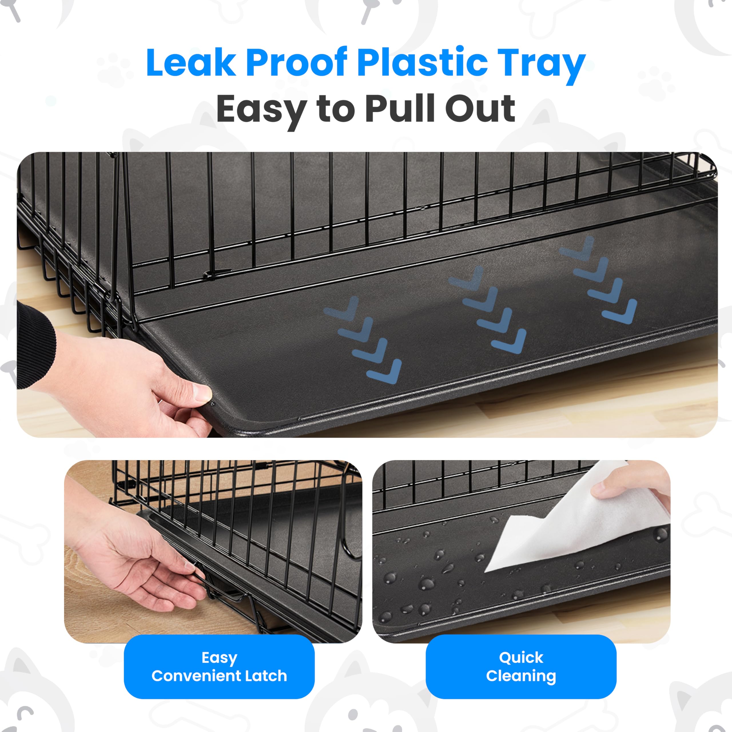 Simple Deluxe 24-Inch Dog Crate - Durable Metal Wire Cage, Foldable, Black, with Leak-Proof Tray for Indoor/Outdoor Use