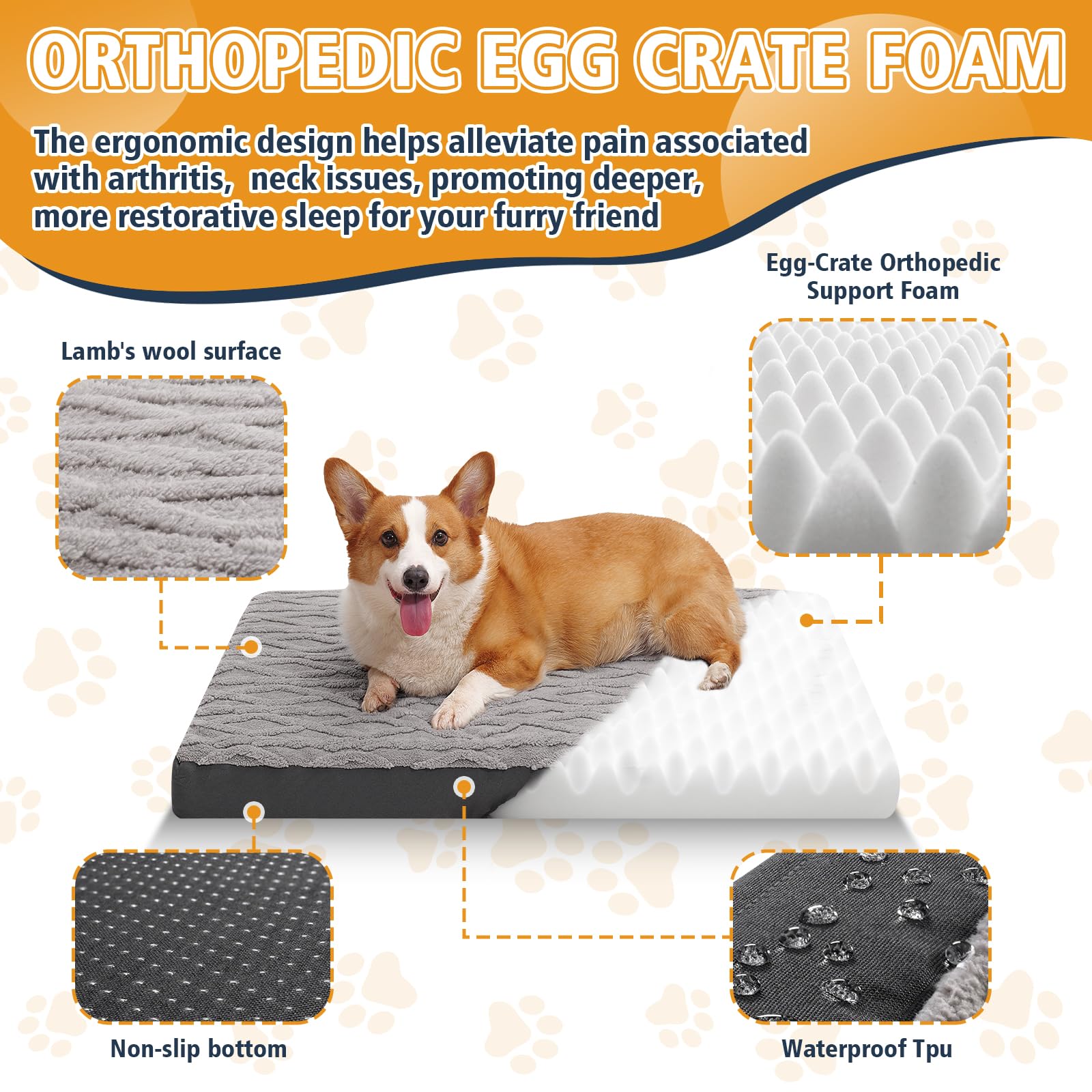 Maihandasi Xl Dog Crate Bed - Soft Fluffy Memory Foam Dog Bed With Anti-Slip Bottom, Machine Washable Squishmallow Pet Bed For E