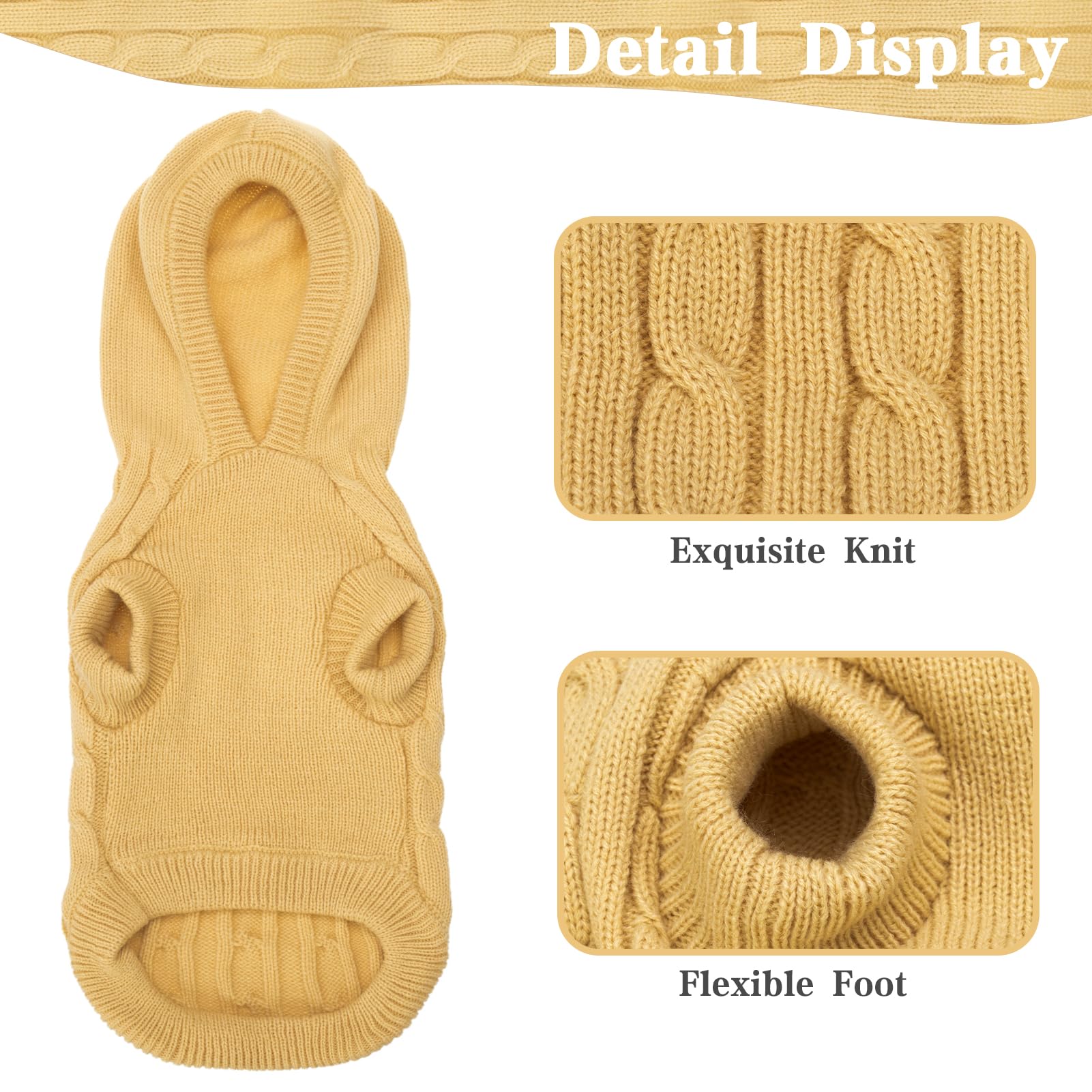 Pupteck Winter Dog Cat Sweater Coat - Soft Cold Weather Clothes Knitwear For Kitties & Small Dogs Indoor Outdoor Walking Warm, Knitted Classic For Doggies Kitties Girls Boys