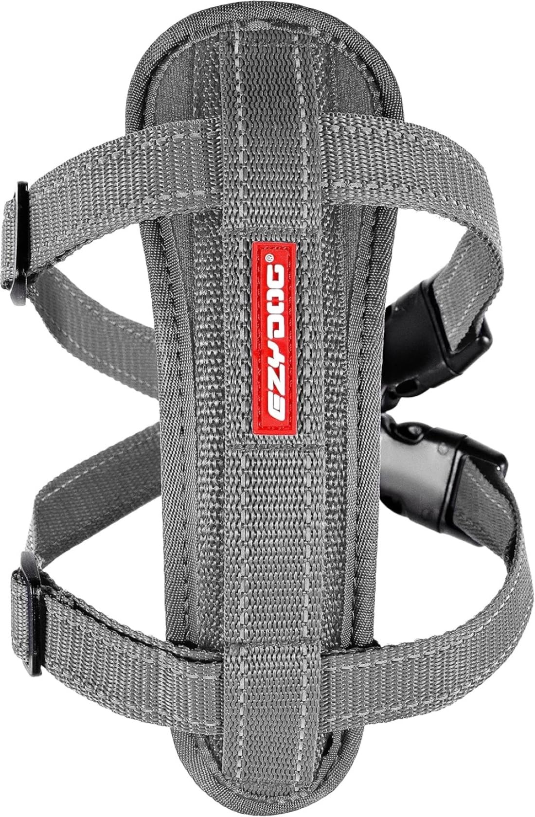 Ezydog Chest Plate No Pull Dog Harness – Escape Proof Harness With Reflective Stitching And Comfort Padding For Easy Walks, Training & Control - Car Restraint Included (Small, Gray)