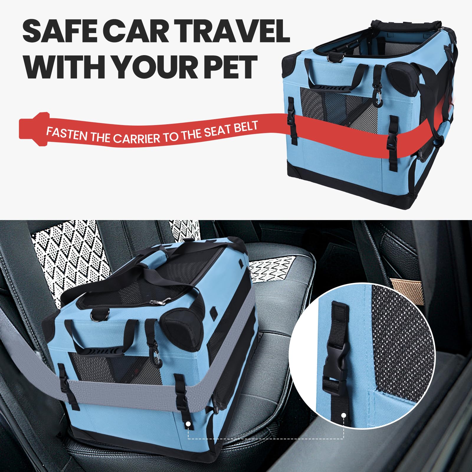Pegic Large Cat Carrier For Car Travel, Soft Sided Collapsible Pet Carrier For Outdoor And Indoor Uses, Roomy Extra Large Cat Ca