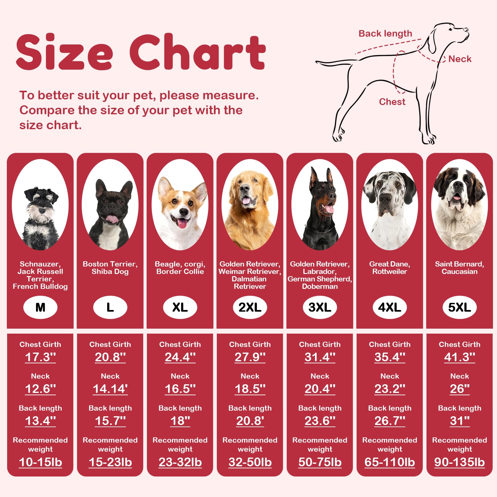 OUOBOB Large Dog Sweater - Turtleneck Thick Warm Doggie Christmas Sweater for Girl Boy Dogs (Red L)