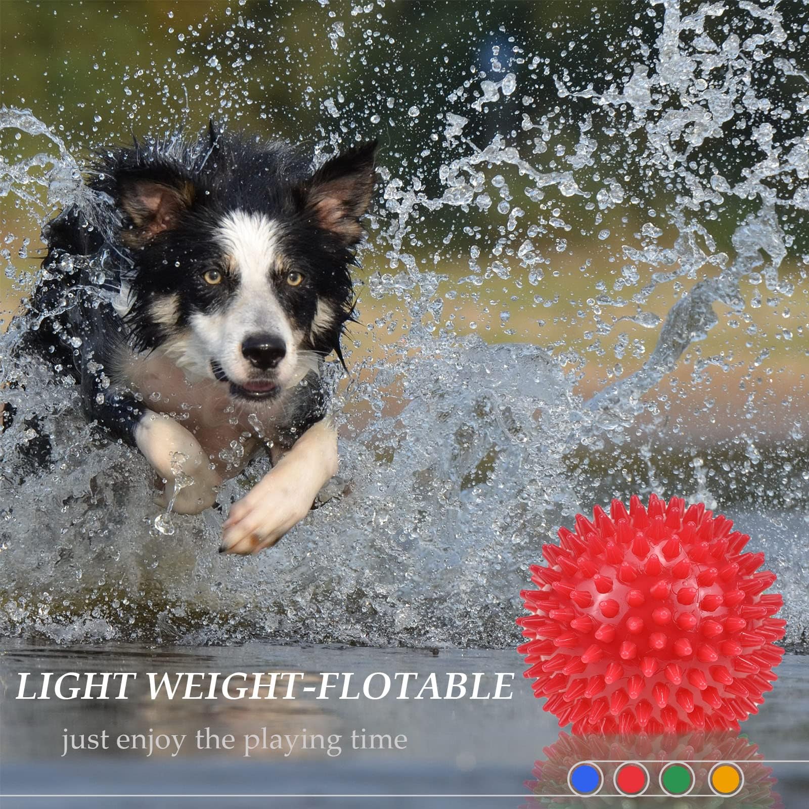 Ousiya 4.5'' Squeaky Dog Balls for Aggressive Chewers - Heavy Duty Teething Toys for Large Medium Dogs - Durable Spikey Balls (4