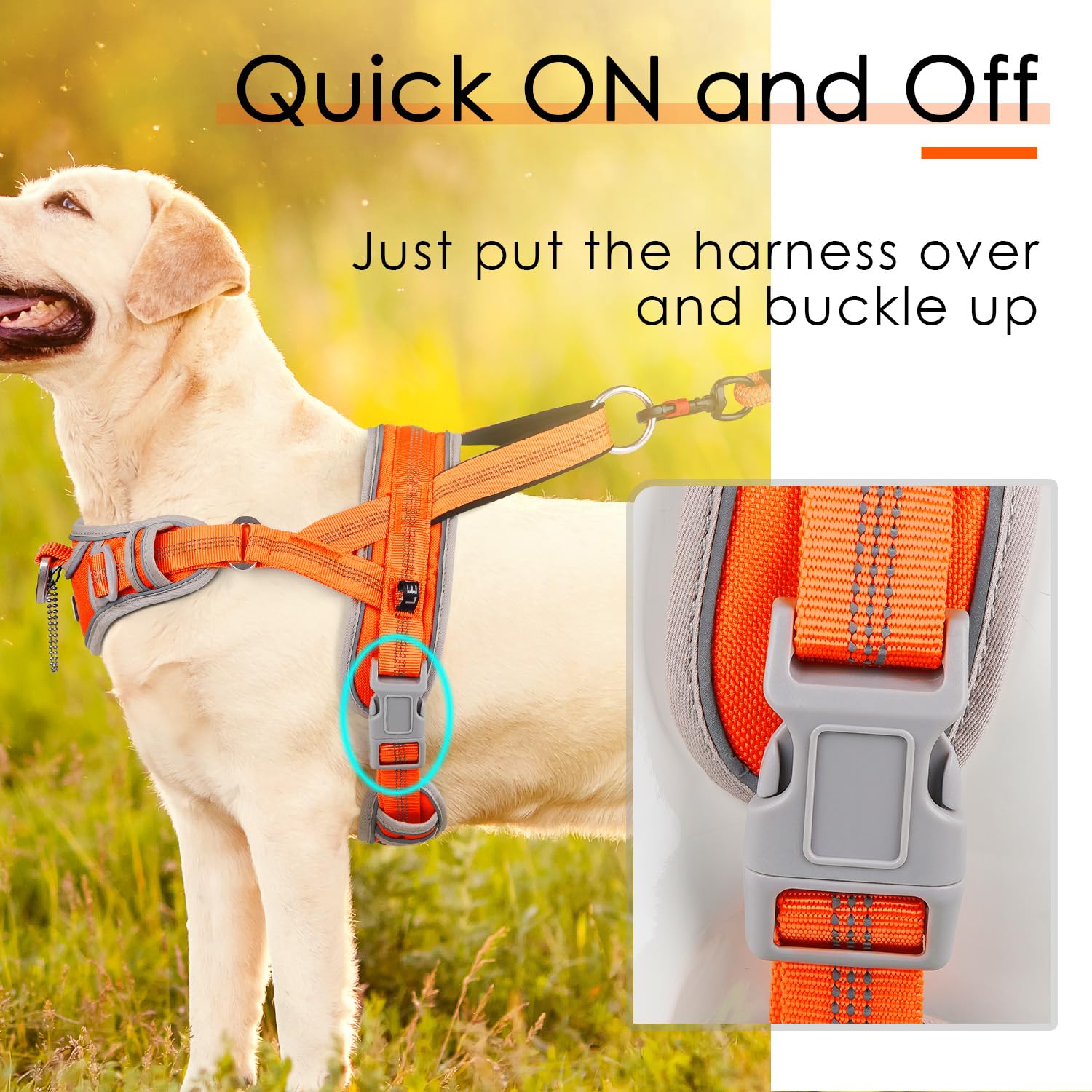 ADVENTUREMORE Dog Harness Medium Sized Dog No Pull, Dog Halter Harness Adjustable Reflective Dog Vest Escape Proof Dog Harness w