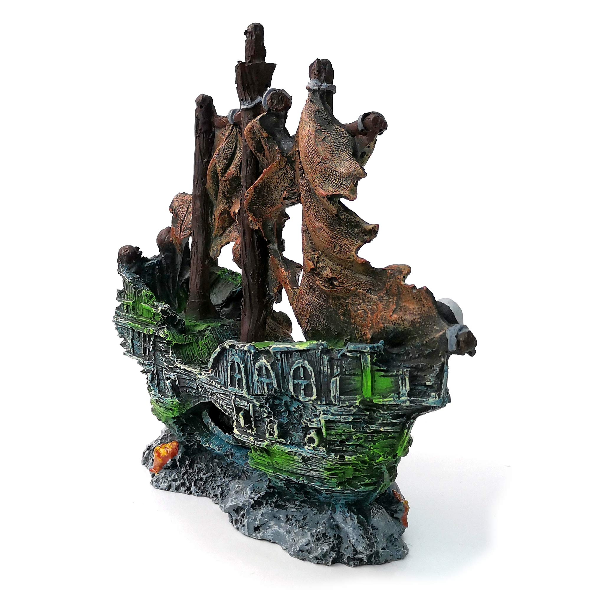 M2cbridge Antique Roman Column Ruins European Castle Aquarium Decorations Fish Tank Hideout Rocks (Pirate Shipwreck)