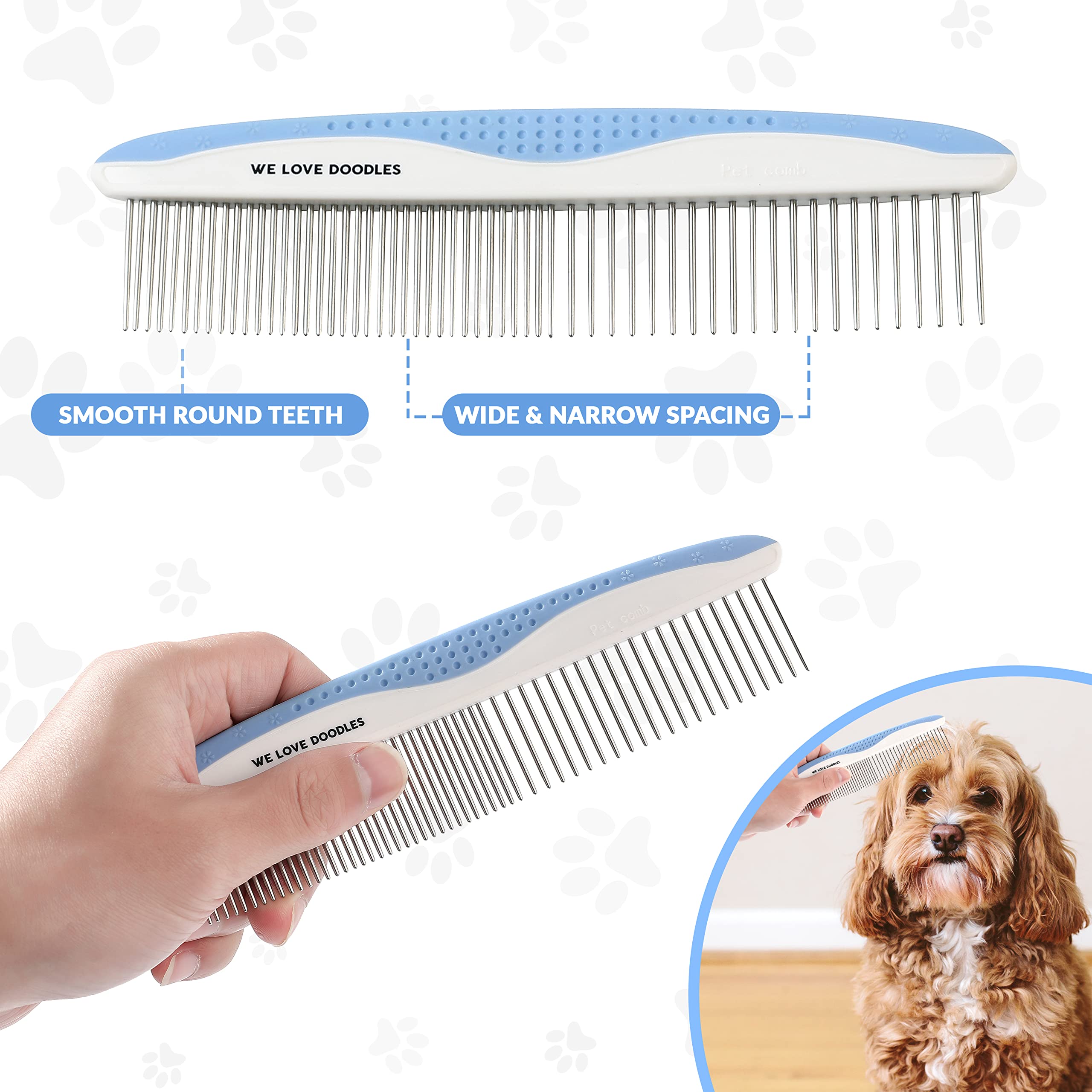 Metal Dog Comb, Dog Combs For Grooming Matting, Doodle Brush, Dematting Comb For Dogs, Dog Grooming Tools, Metal Pet Comb, Detan