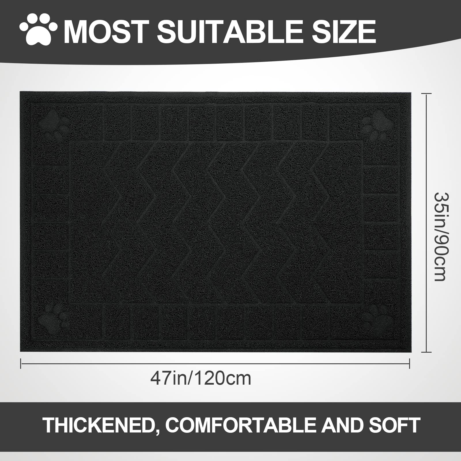 Motsamla Cat Litter Mat, Litter Trapping Mat Soft On Kitty Paws, 47' X 35' Kitten Litter Box Mat For Cleaner Floors, Waterproof, Easy Clean, Durable Xl Large Size Cat Litter Pad For Kitten.