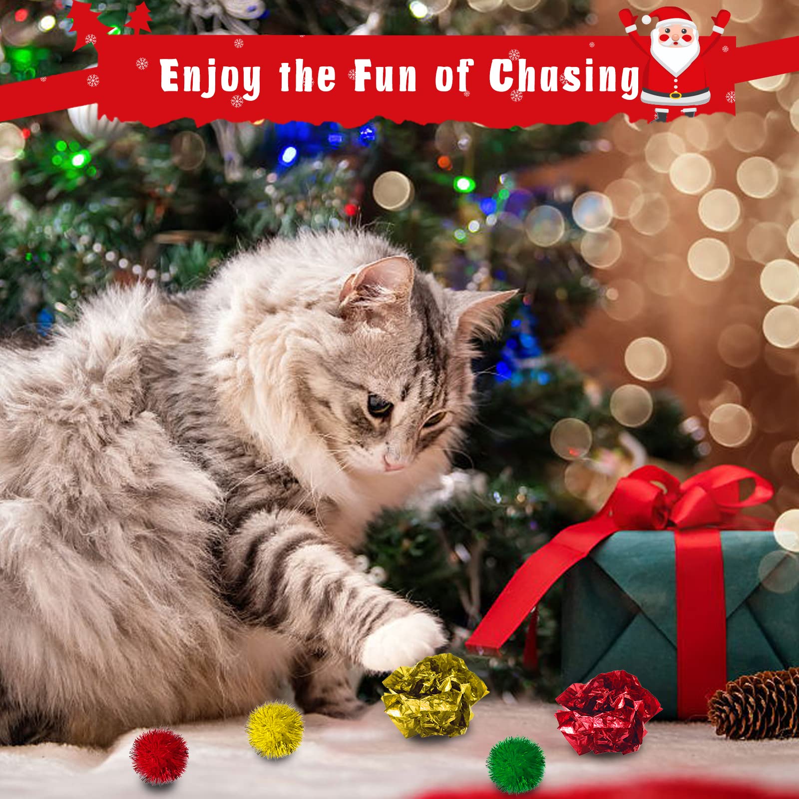 Lepawit Cat Christmas Stocking, 10 Pack Christmas Cat Toys For Indoor Cats, Includes Catnip Toys, Balls And Feather Toys, Great