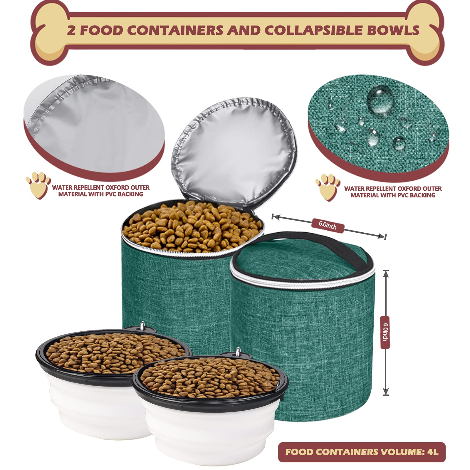 BAGLHER?Dog Travel Bag Backpack, Airline Approved Pet Supplies Backpack, Dog Travel Backpack with 2 Silicone Collapsible Bowls a