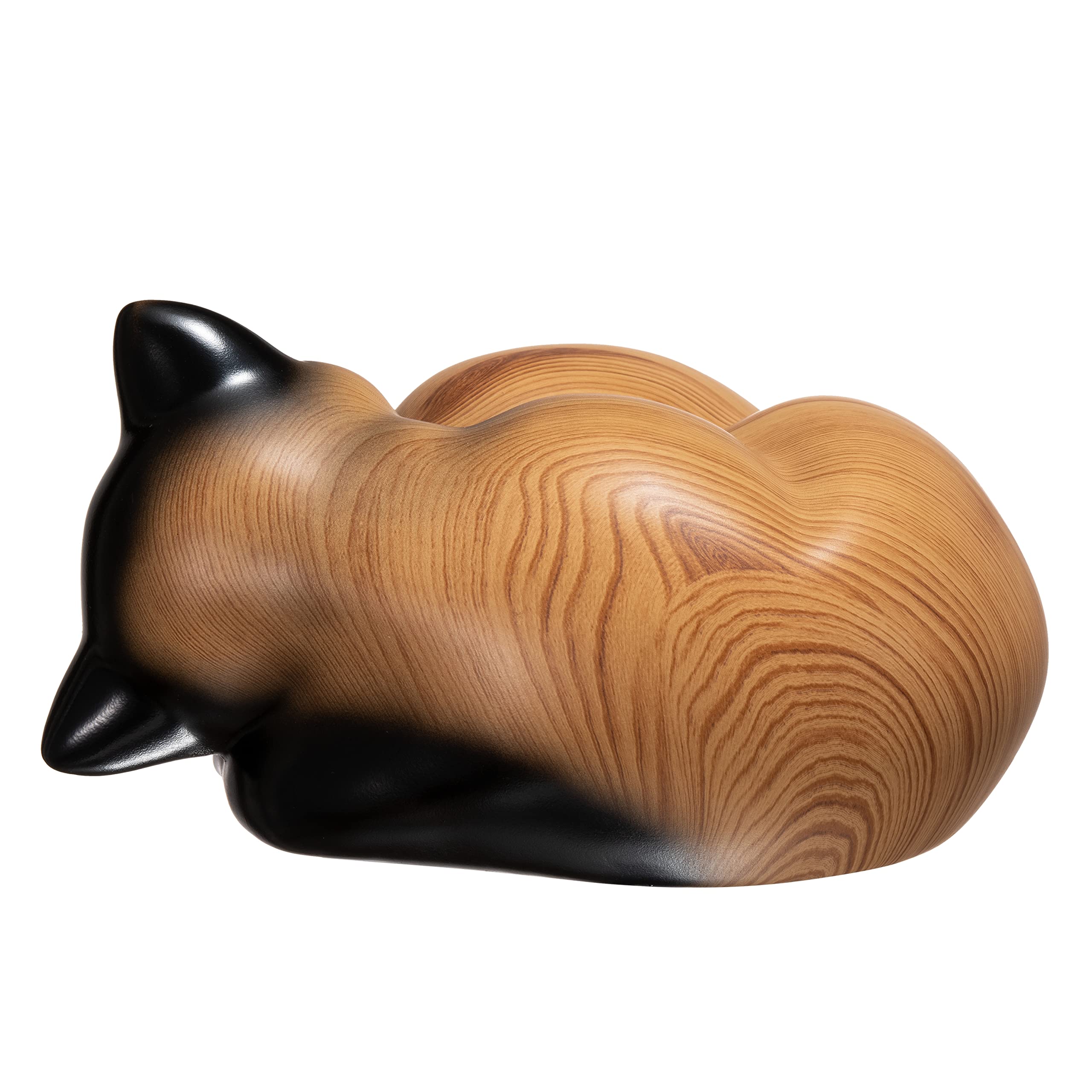 Kriss Art Sleeping Resin Cat Urn, Cream Small Animal Cremation Urn, Pine Wood Model