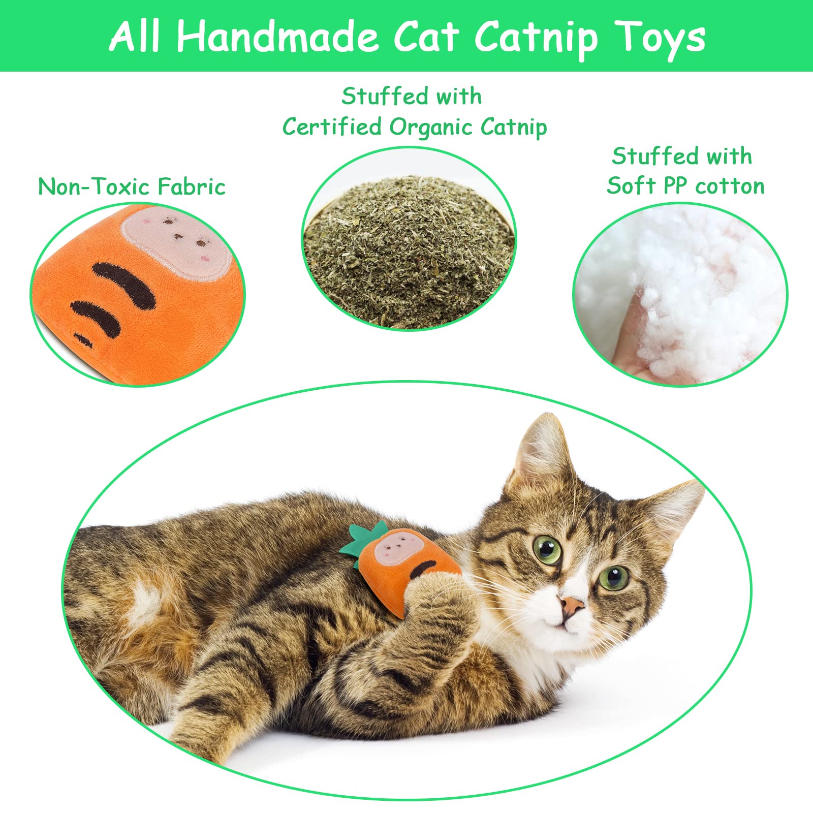 Etekyer Catnip Toys, Catnip Toys For Cats, Cat Toys With Catnip, Cat Toys For Indoor Cats Kittens, Cat Chew Toy, Cat Pillow Toys For Teeth Cleaning Playing, 6 Pack