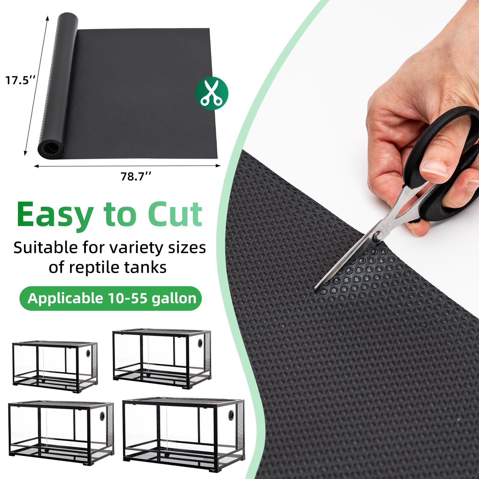 Bearded Dragon Tank Flooring, Reptile Tank Mat for Leopard Gecko, Snake, Lizard and Tortoise, Reptile Carpet Floor Liner for Liz