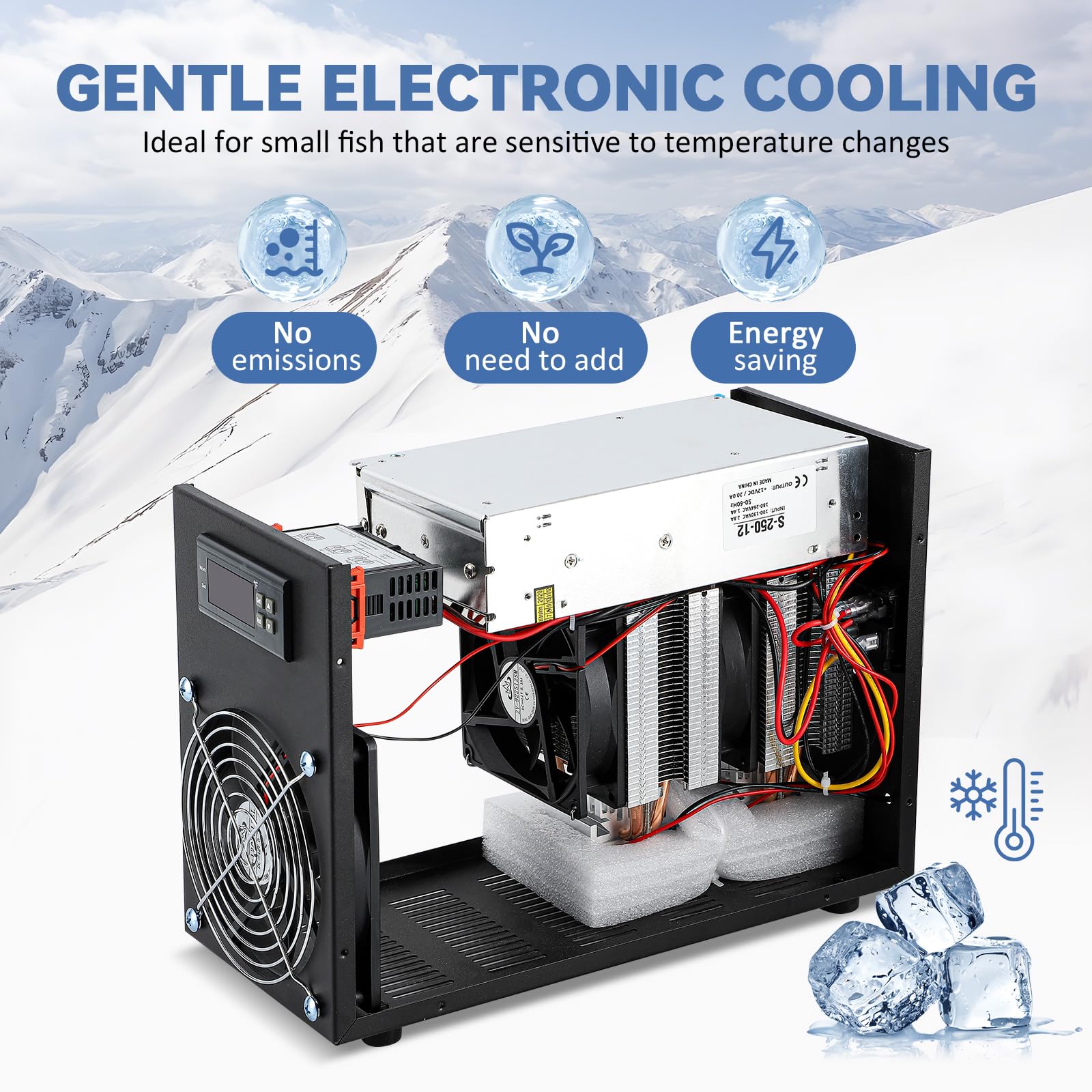 Poafamx 16Gal Aquarium Chiller Small Water Chiller For Househod Fish Tanks Coral Crystal Shrimp 110V With Pump (Chiller, 60L/16G