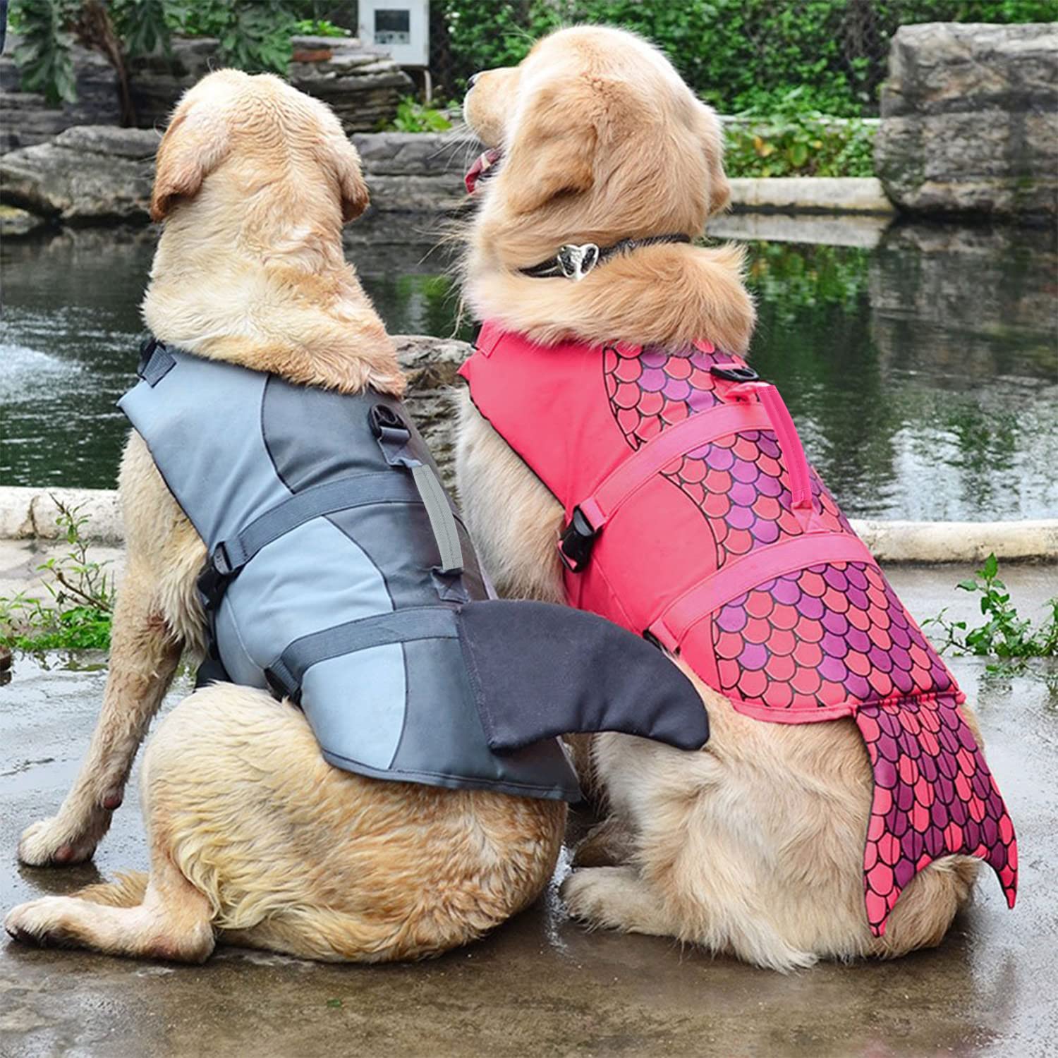 Haocoo Dog Life Jacket Vest Saver Safety Swimsuit Preserver With Reflective Stripes/Adjustable Belt Dogs?Blue Bone,Xl