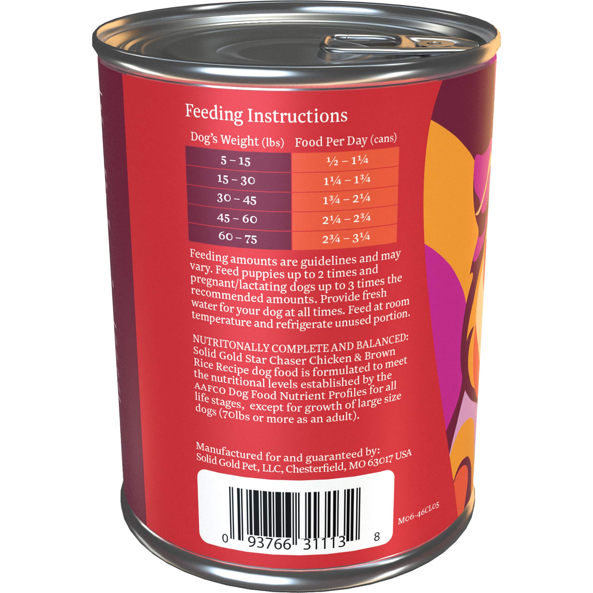 Solid Gold Canned Dog Food for Adult & Senior Dogs - Made with Real Chicken and Whole Grains - Star Chaser High Calorie Wet Dog