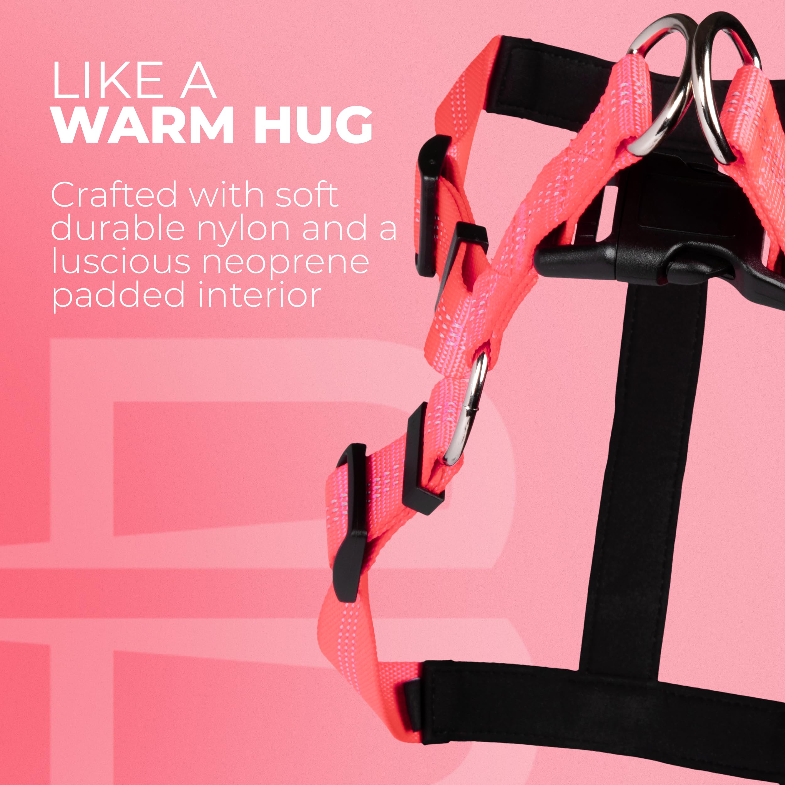 Blazin No Pull Dog Harness - Adjustable Step-In Reflective Nylon Vest Harness - Neoprene Padded For Extra Comfort (Small, Pink)
