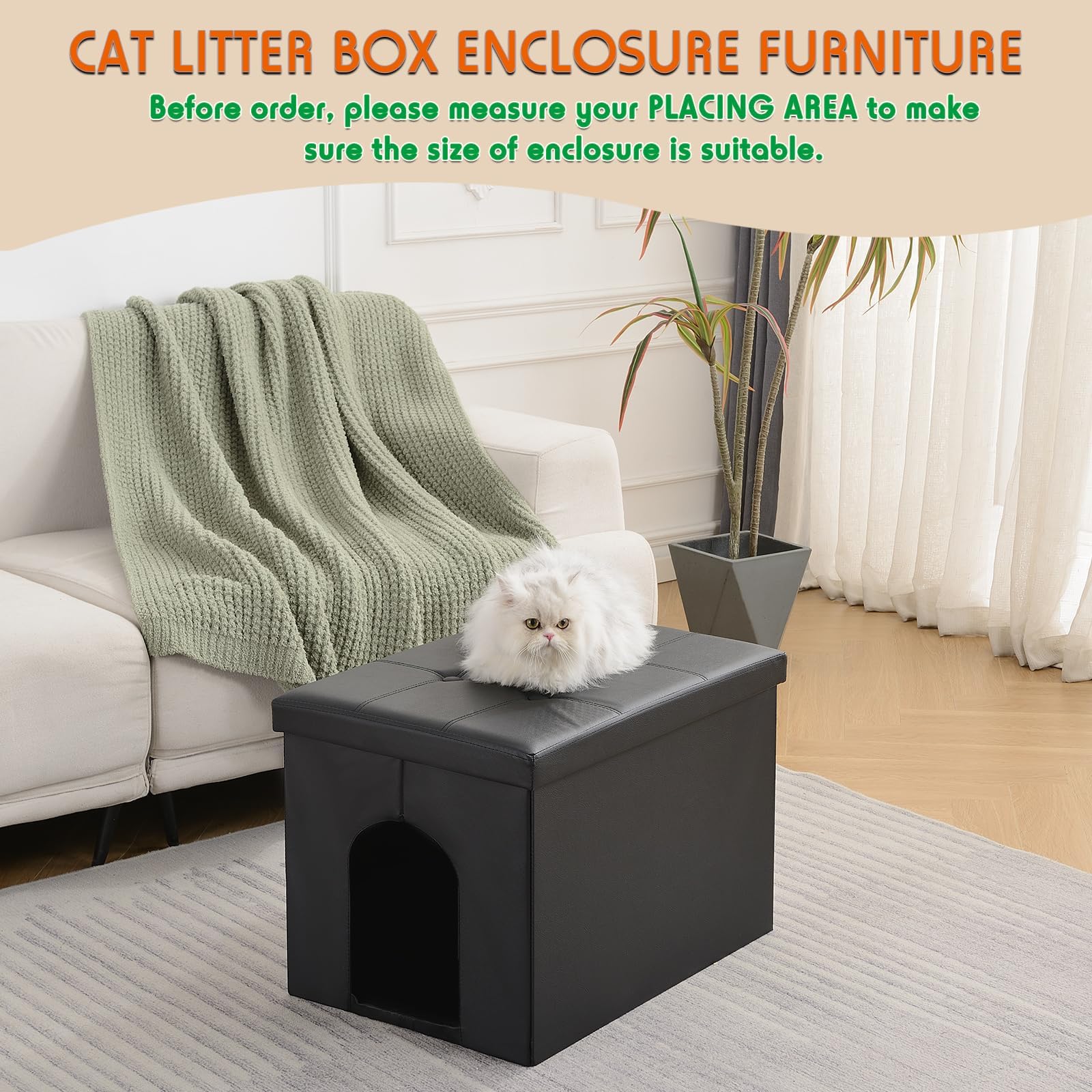 MEEXPAWS Cat Litter Box Enclosure Furniture Hidden, Cat Washroom Bench Storage Cabinet |Large 25.6   x 17.7   x 17.7  | Do