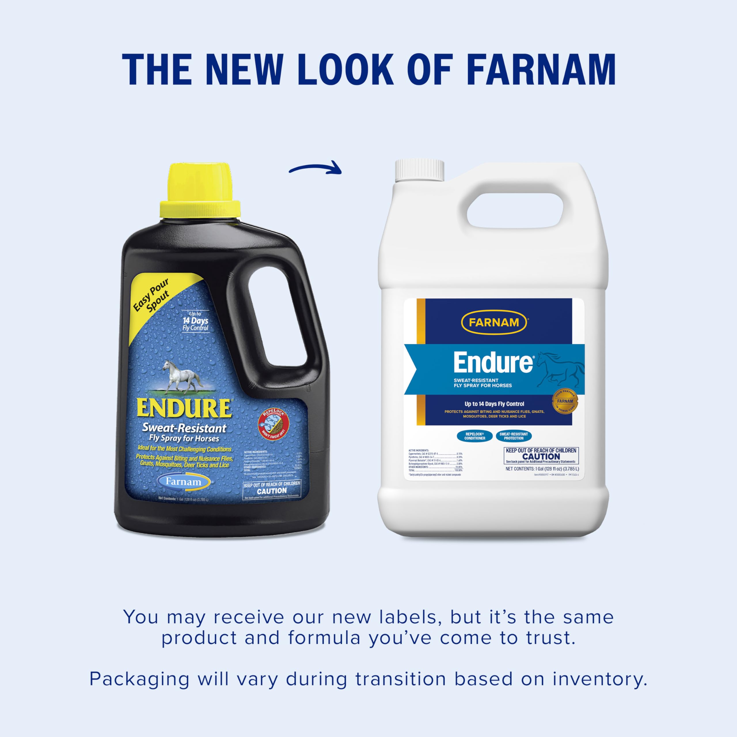 Farnam Endure Sweat-Resistant Fly Spray for Horses, Lasts Up to 14 Days, Protects Against Flies, Gnats, Mosquitoes, Ticks & Lice