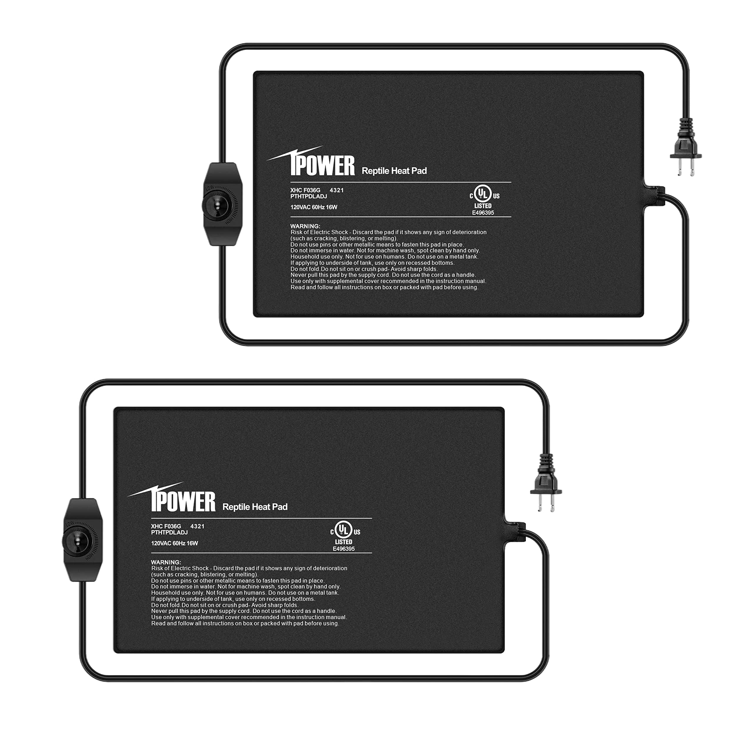 Ipower 8X12 Inch Reptile Heating Pad With Adjustable Controller Knob, Under Tank Heater Mat For Turtles, Lizards, Snakes, Amphib