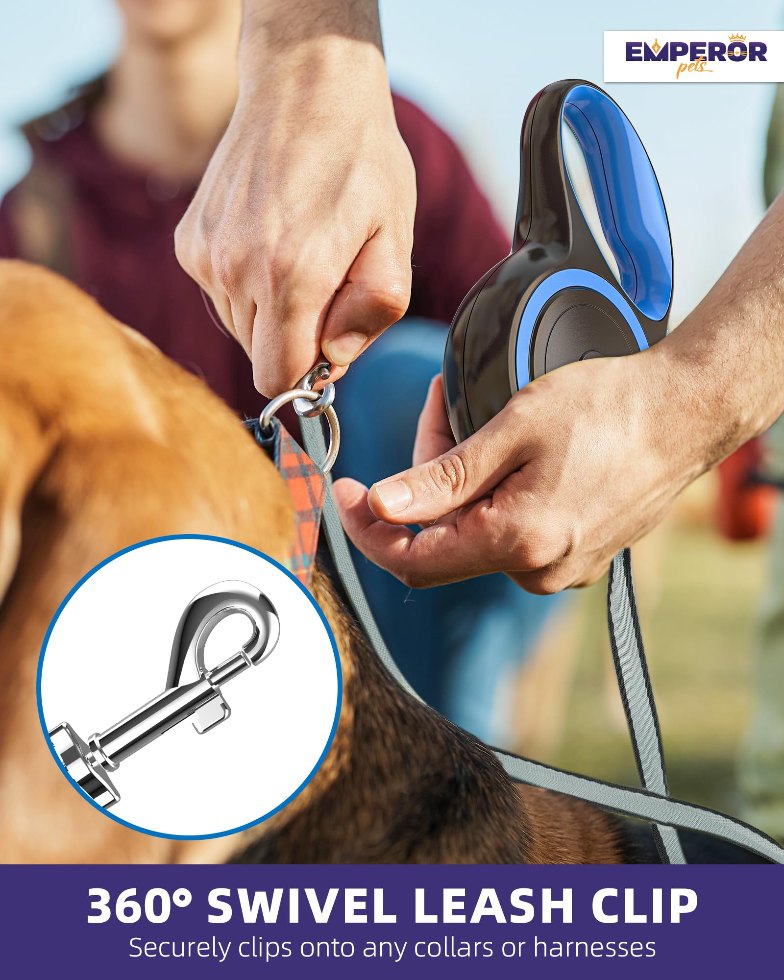 Emperor Pets 16 Feet Retractable Dog Leash Large Dogs - Up To 110Lb, Large Dog Leash Heavy Duty Dog Leash Retractable 26 Ft, Dog Leashes For Large Breed Dogs, Dog Leashes For Medium Dogs -Gy16