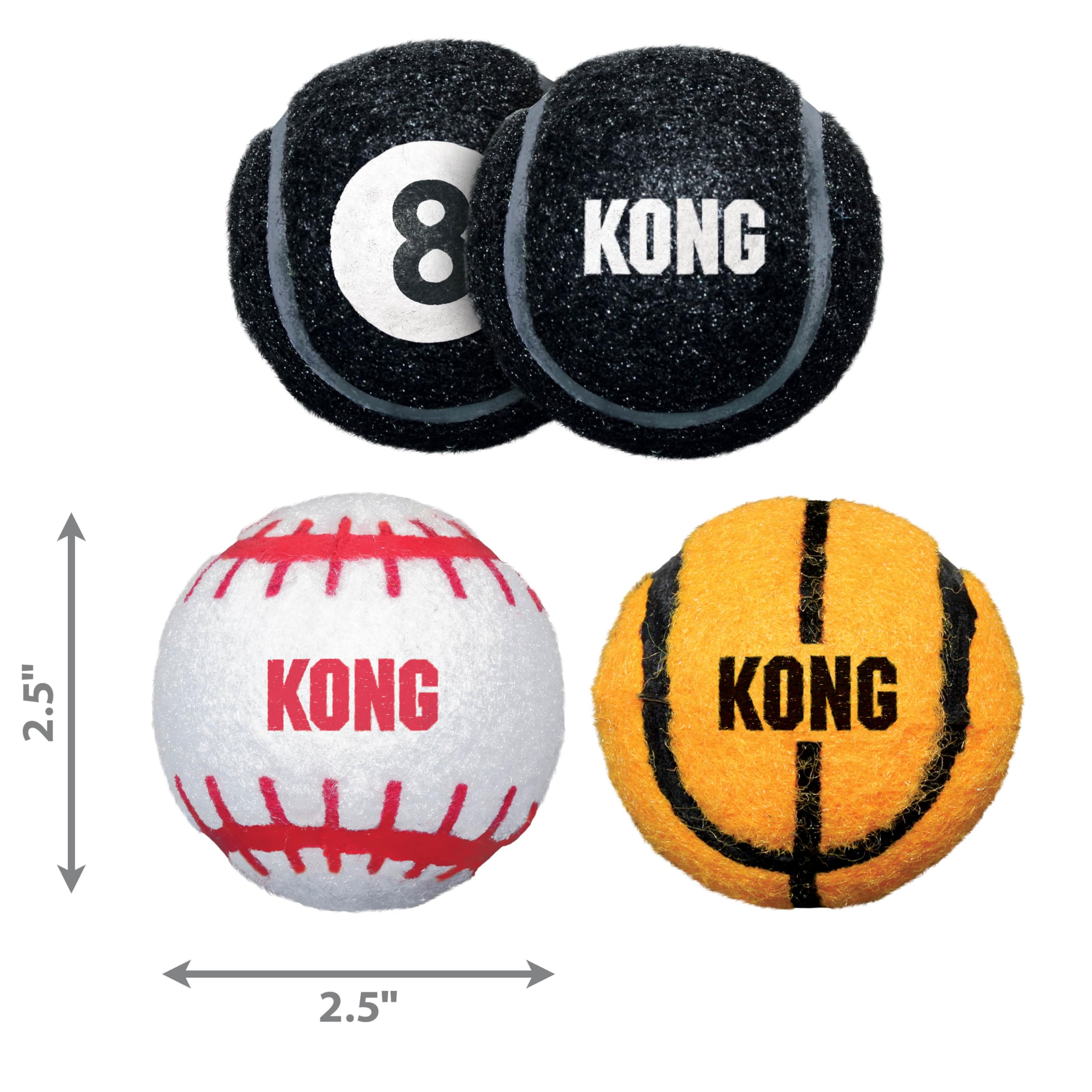 Kong - Sport Balls - Extra Bouncy, Tough Balls For Indoor/Outdoor Play - Medium (3 Pack - Assorted)