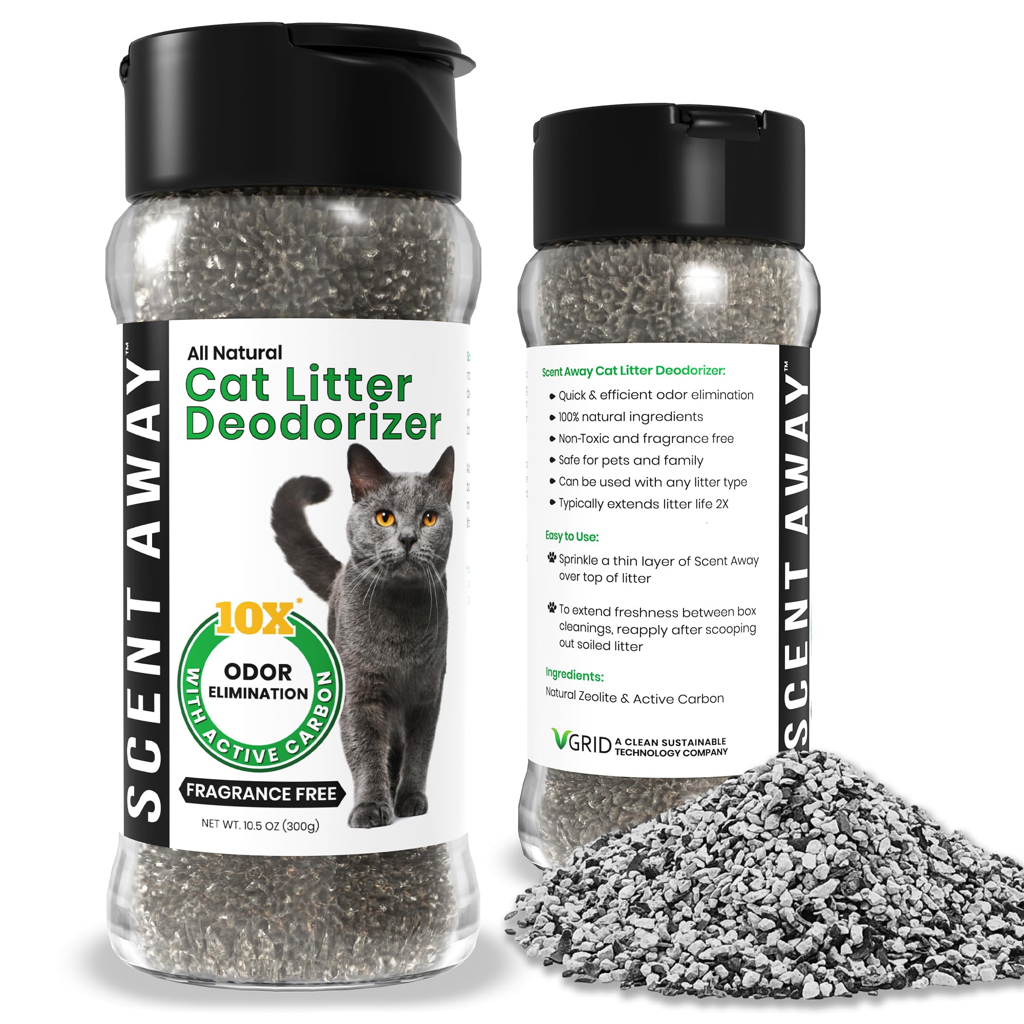 Scent Away Cat Litter Deodorizer Litter Box Odor Eliminator | Fragrance Free Cat Litter Deodorizer With Active Carbon | Eliminates Cat Odors And Smells To Keep Your Home Fresh And Clean (Pack Of 1)