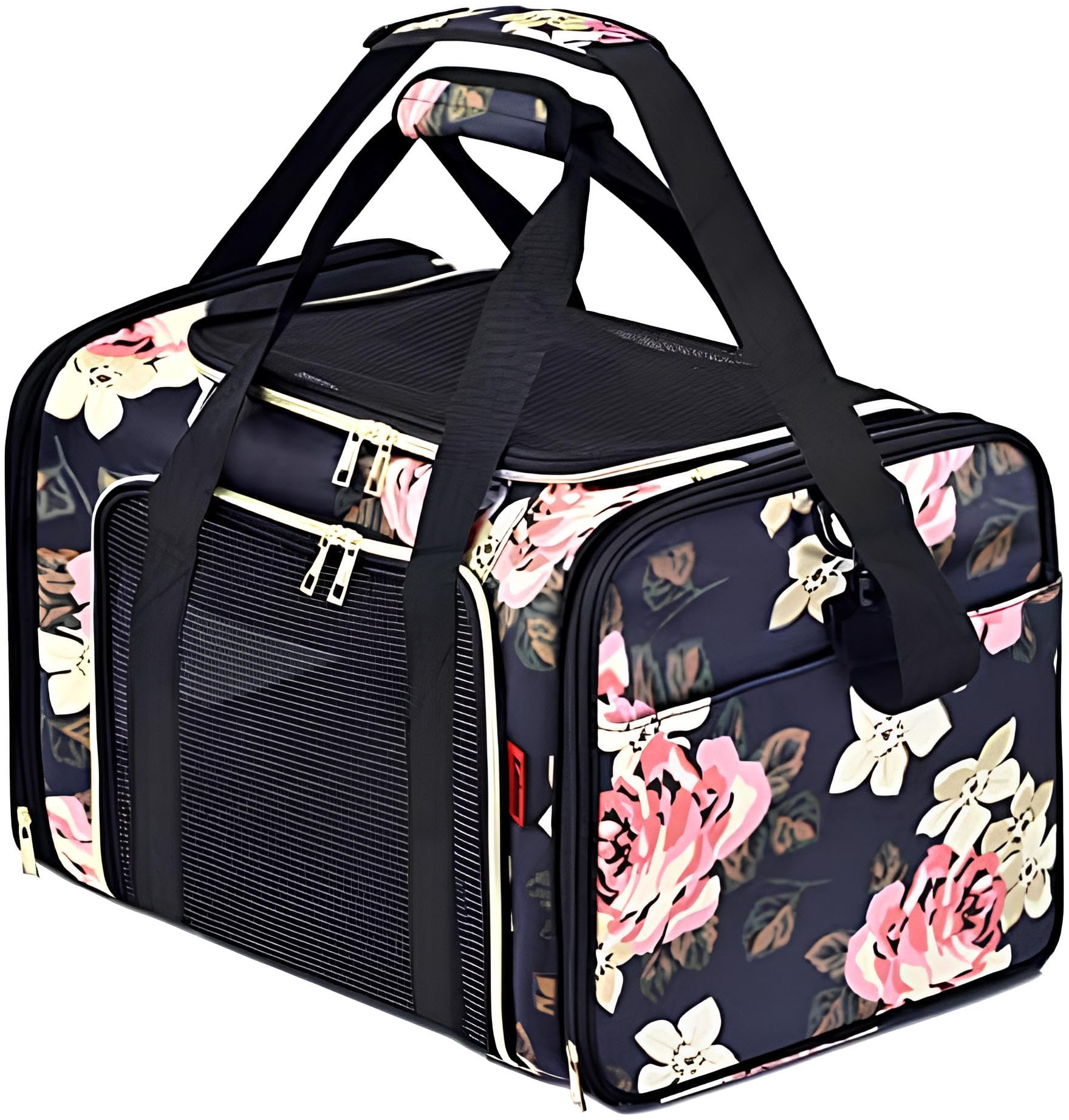 KIKA Pets AeroNest Cat Bag Carrier | Small Dog Puppy Bag Carrier | Large Size (20 x 12 x 12 inches), French Peony Print