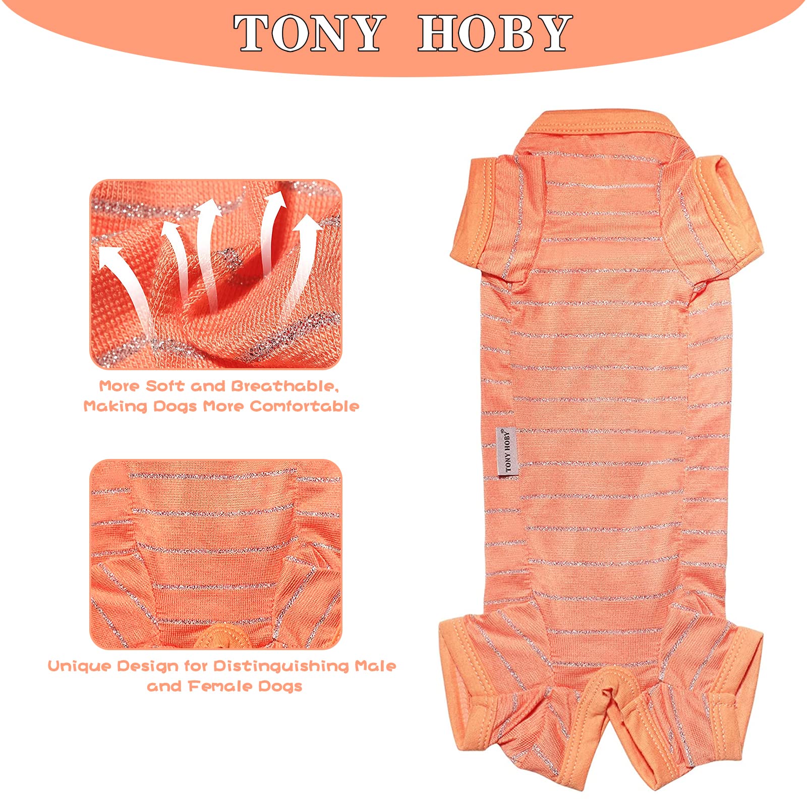 Tony Hoby Dog Pajamas, Dog Recovert Suit 4 Legs, Dog Shirt Breathable In Summer For Small Medium Dog (Orange, Girl, L)