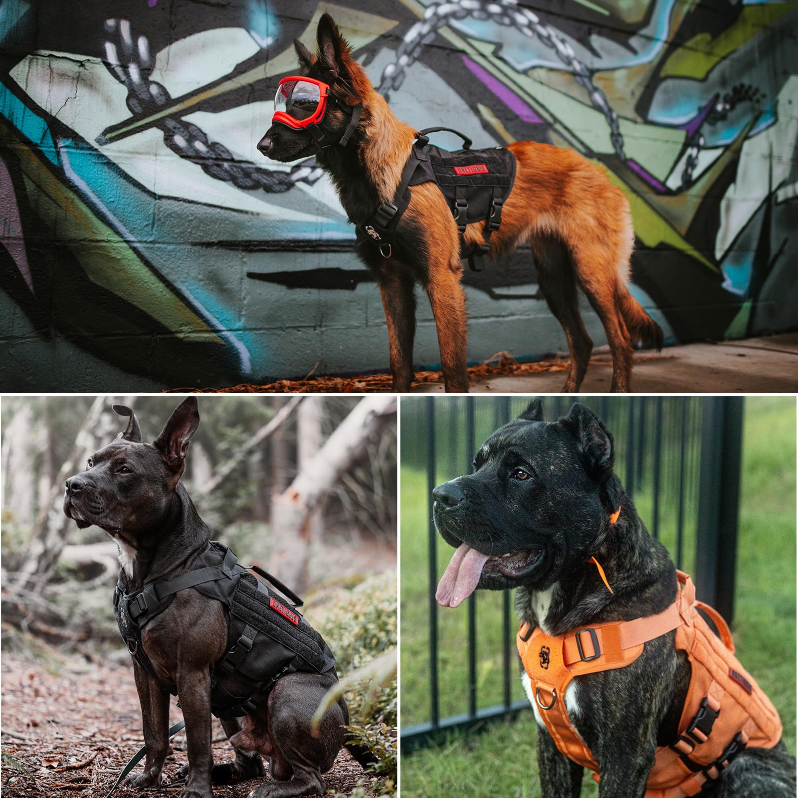 Onetigris No Pull Tactical Dog Harness For Medium Dog, Mesh Design Breathable Military Dog Molle Vests With Handles, Service Dog