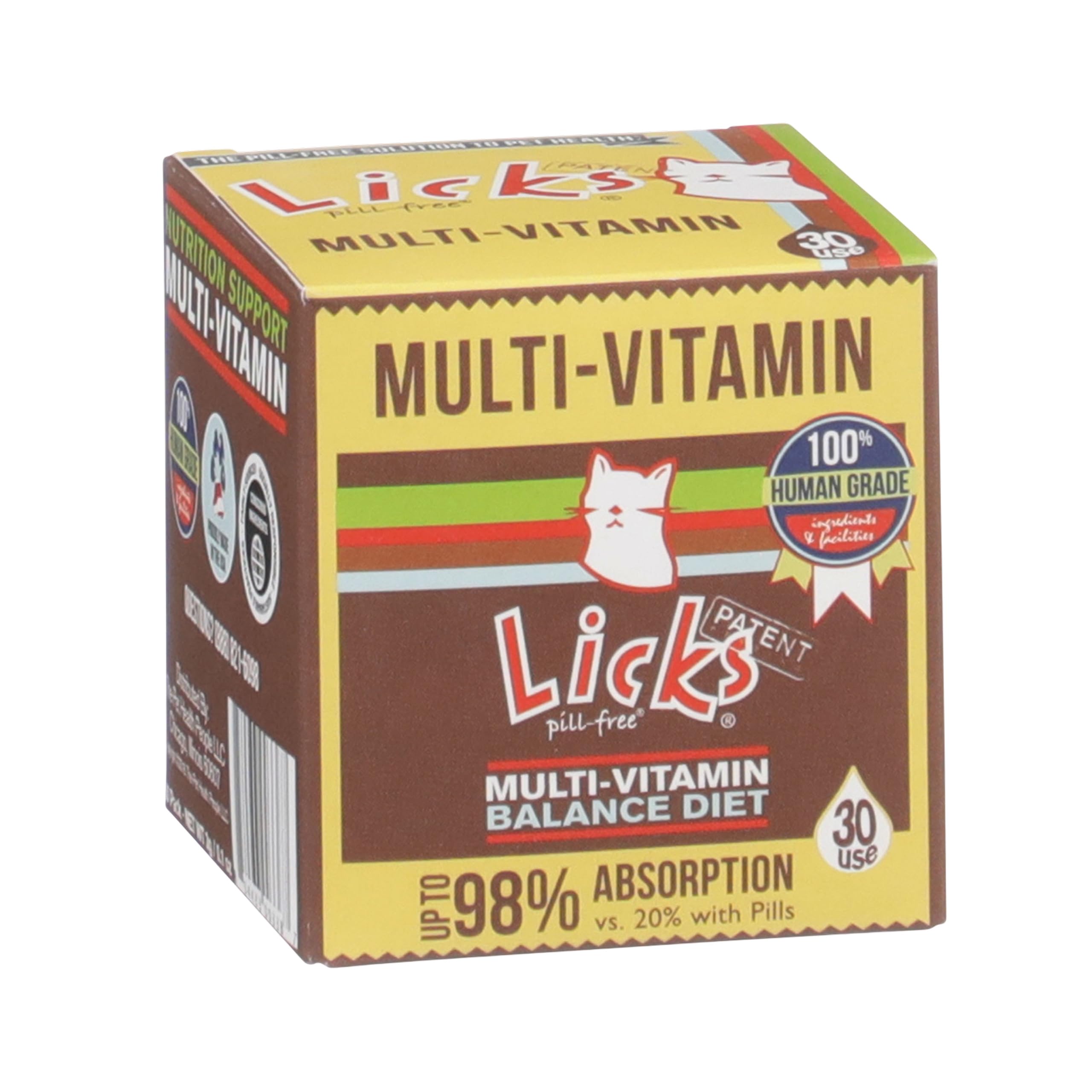 Licks Multi-Vitamin - Daily Nutritional Support for Cats of All Ages - Feline Multivitamin with Taurine, Calcium & Essential Vit