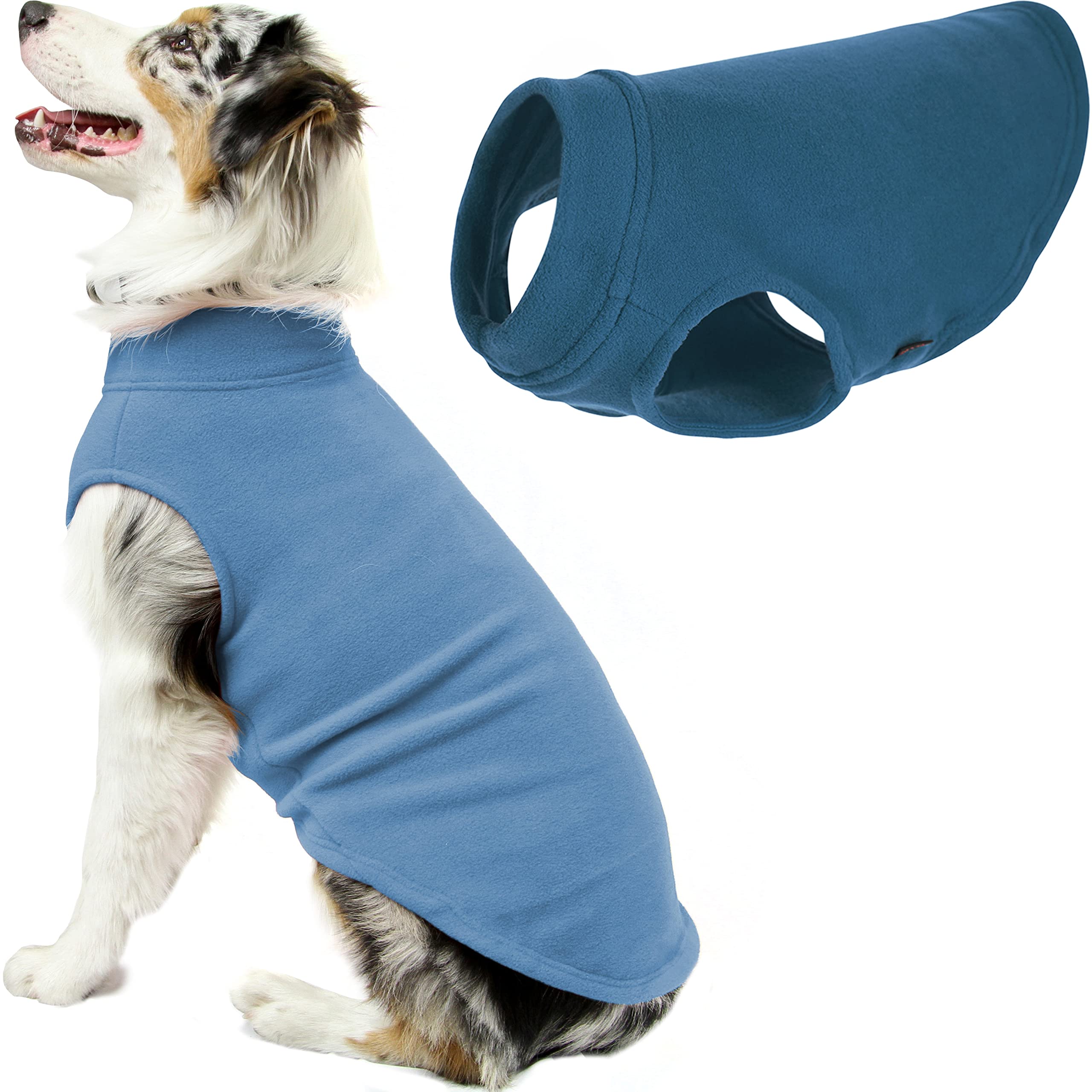 Gooby Stretch Fleece Vest Dog Sweater - Steel Blue, 6X-Large - Warm Pullover Super Stretchy Fleece Dog Jacket for Small to Large