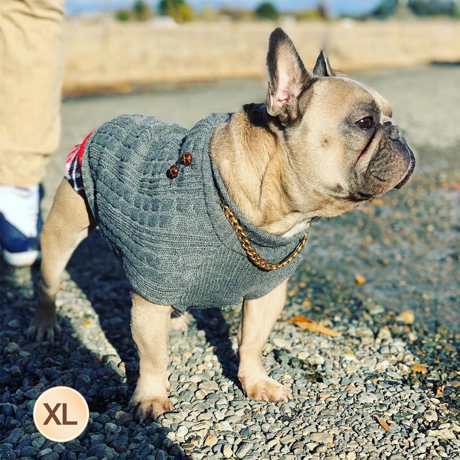 Kyeese Medium Dog Sweaters Doggie Pullover Sweater With Gingham Knitwear Knit Warm Pet Coat For Fall Winter