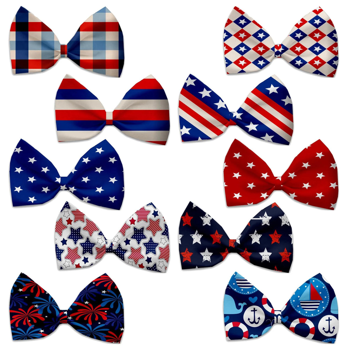 Mirage Pet Stars and Stripes Pet Bow Tie Collar Accessory with Velcro