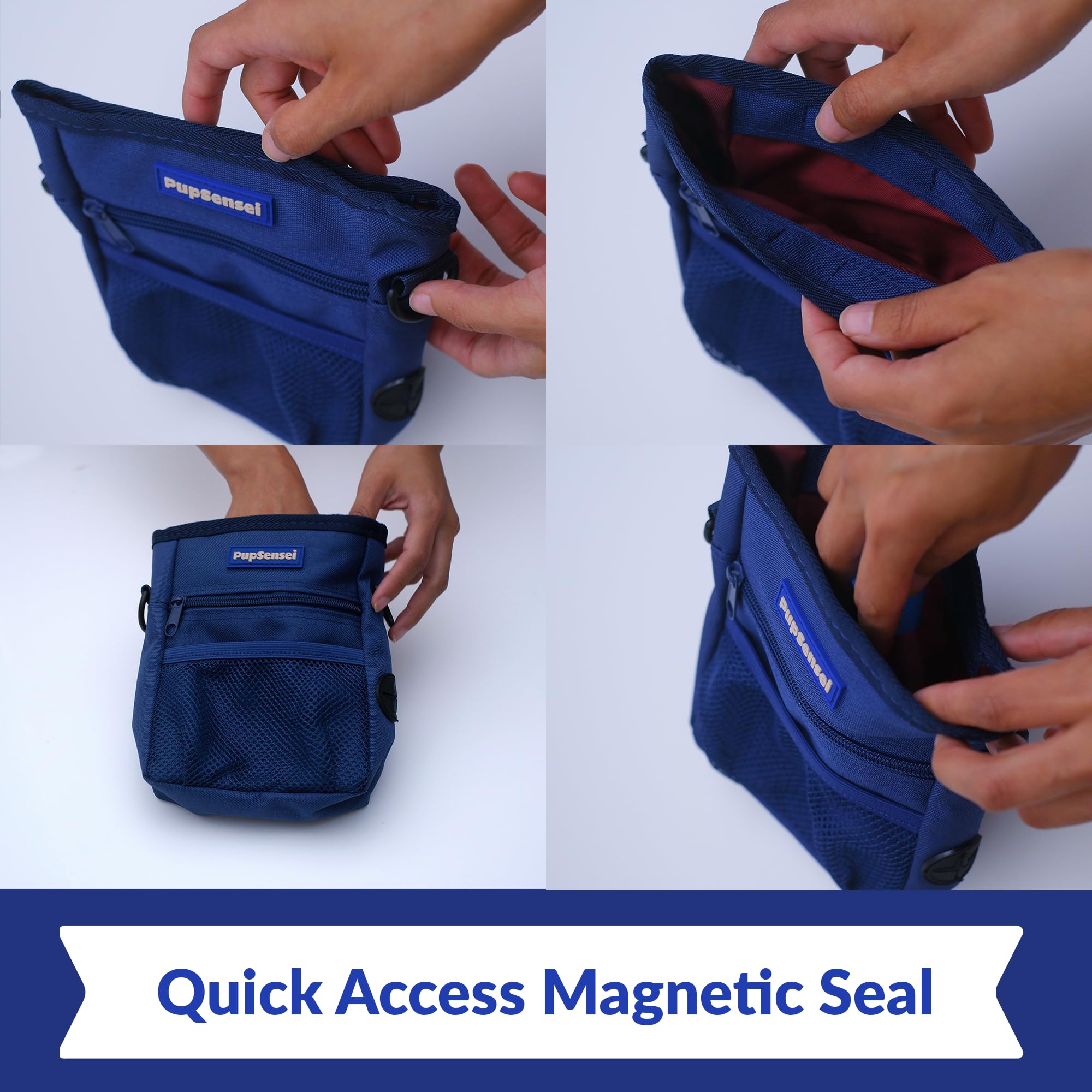 PupSensei Dog Treat Pouch, Durable Oxford Polyester, No-Spill Magnetic Closure, Treat Pouches for Pet Training with Metal Clip,