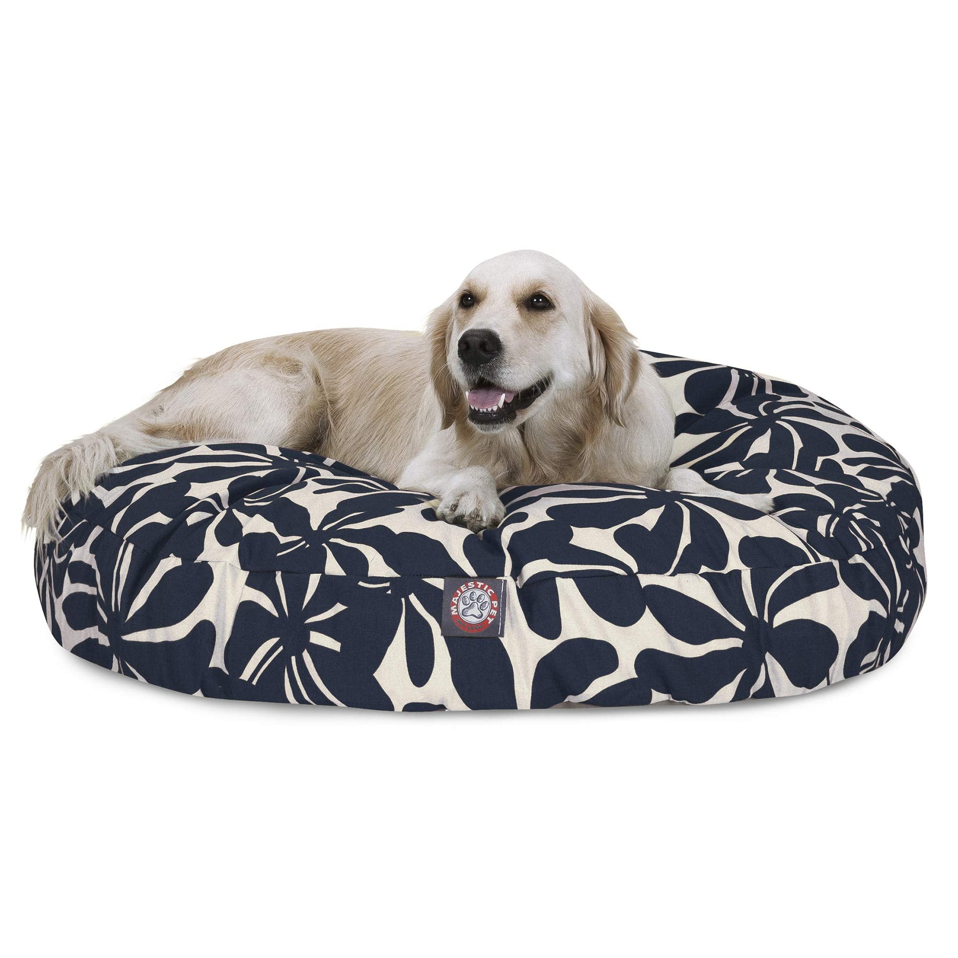 Navy Blue Plantation Large Round Indoor Outdoor Pet Dog Bed With Removable Washable Cover By Majestic Pet Products