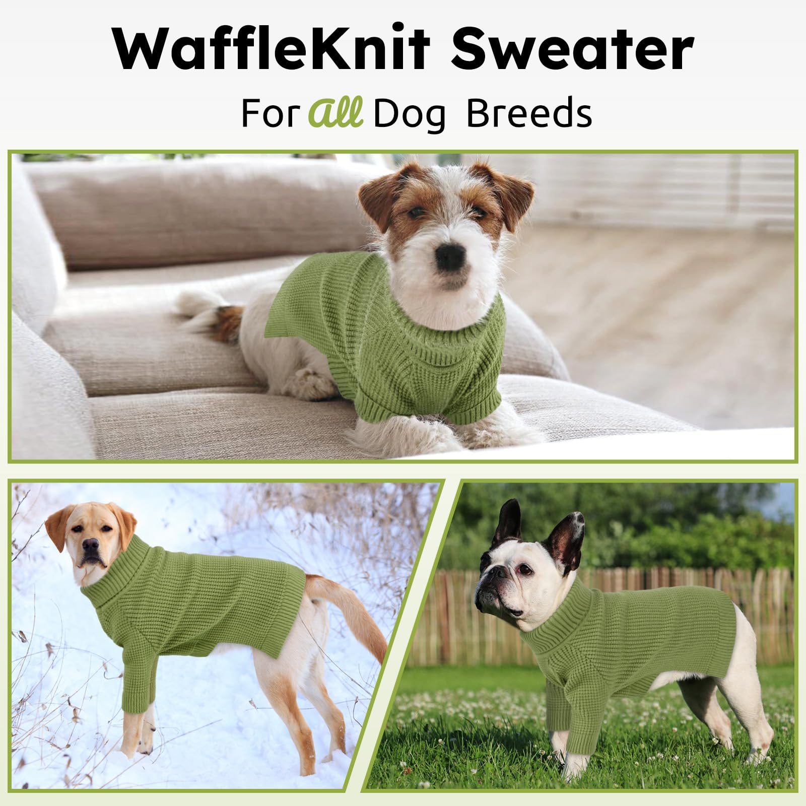 Queenmore Large Dog Sweater, Long Sleeve Dogs Sweater With Check Pattern, Fall Winter Warm Dog Sweaters For Large Breeds, Solid