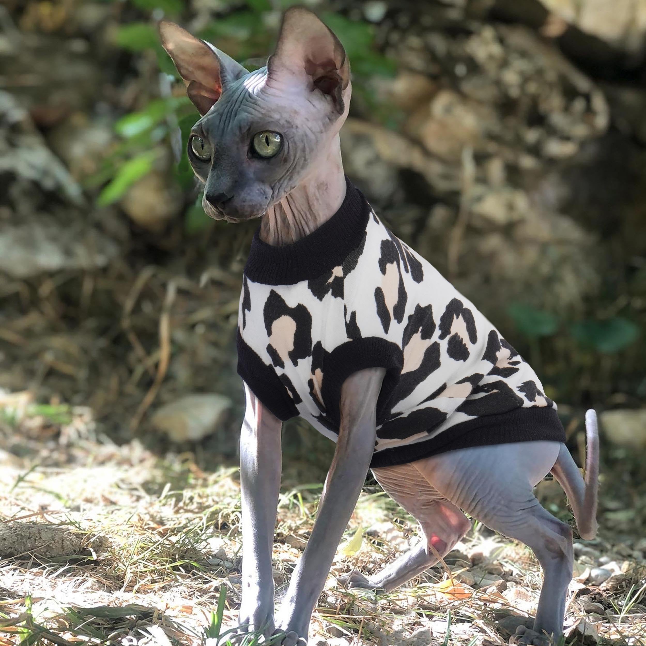 Pumyporeity Sphynx Cat Clothes - Stretchy Sweater, Soft Hairless Shirt, Pullover Pajamas, Turtleneck For Sphynx Cornish Rex, Dev