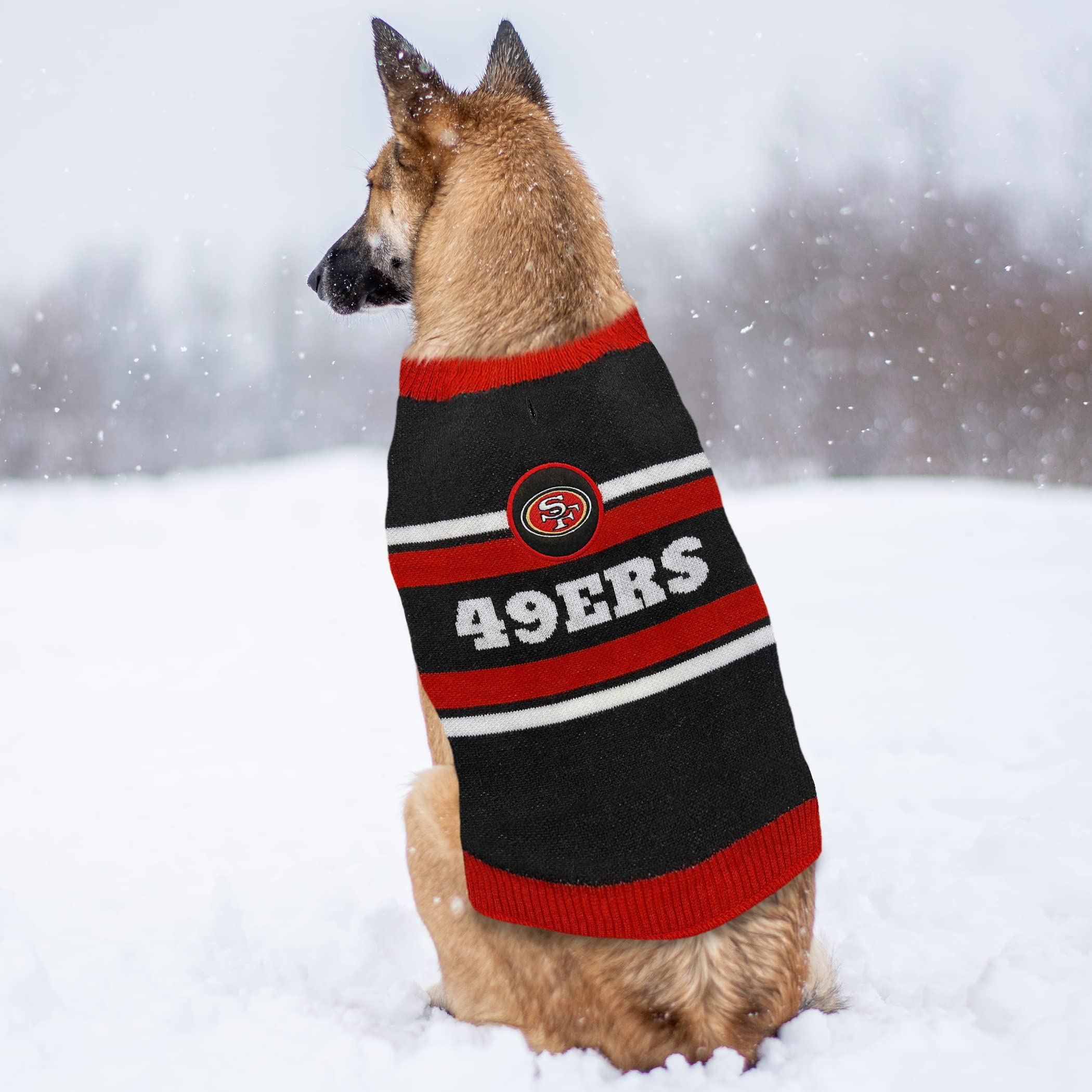 Nfl San Francisco 49Ers Dog Sweater, Size Extra Small. Warm And Cozy Knit Pet Sweater With Nfl Team Logo, Best Puppy Sweater For