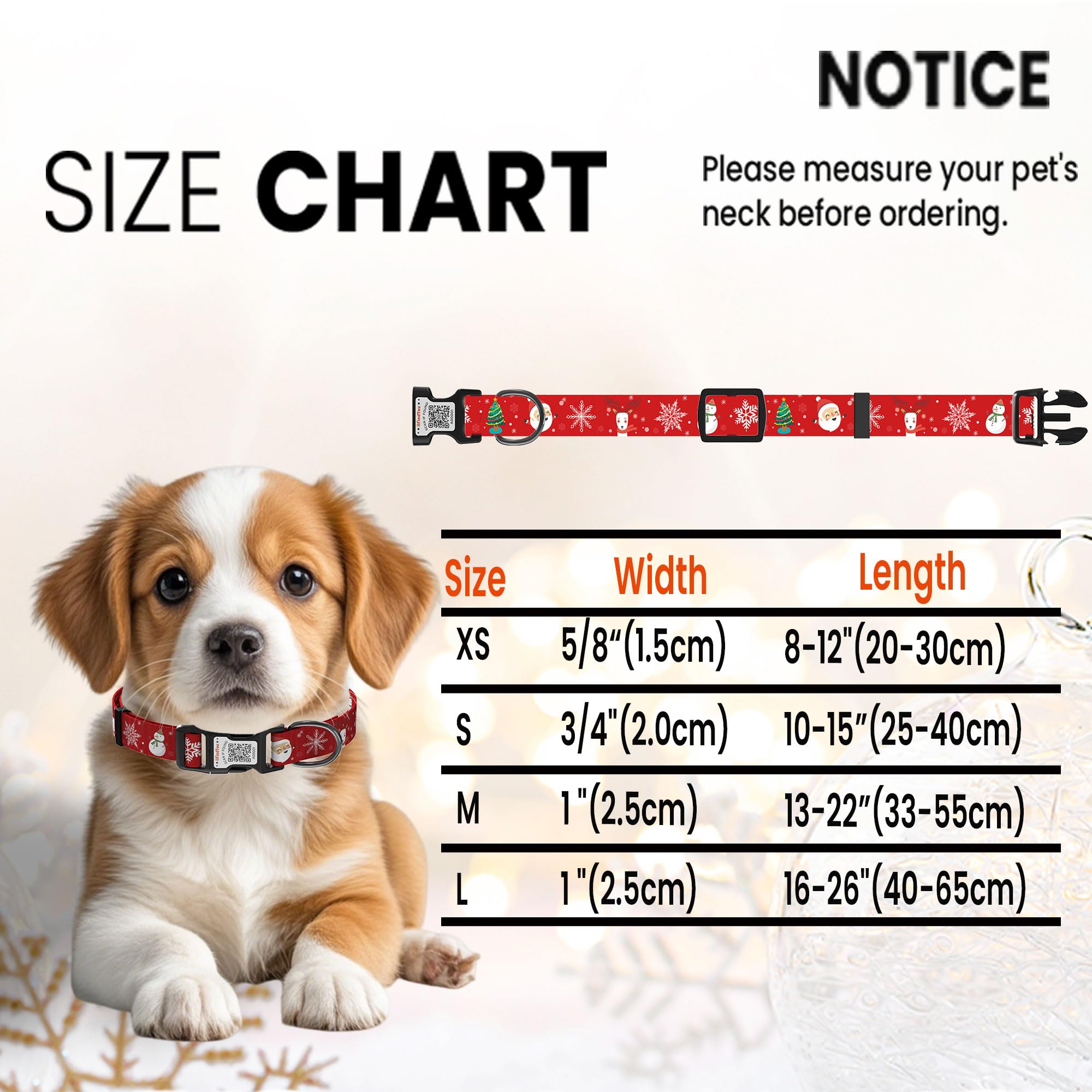 Ilfindyou Christmas Dog Collars For Medium Dogs Soft Nylon Red Snowflake Sized M