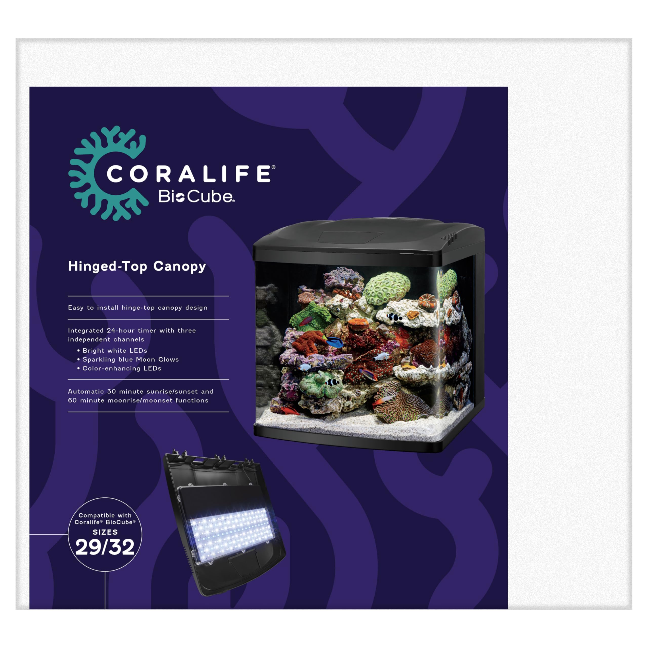 Coralife Biocube Led Aquarium Fish Tank Replacement Lid Canopy, 29/32 Gallon