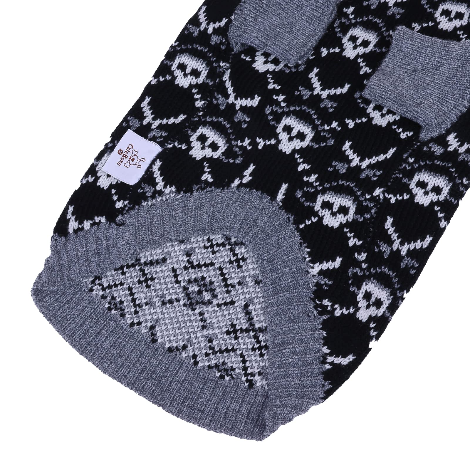 Cutebone Skull Dog Sweater - Black Dog Sweatshirt With Leash Hole For Medium Puppies