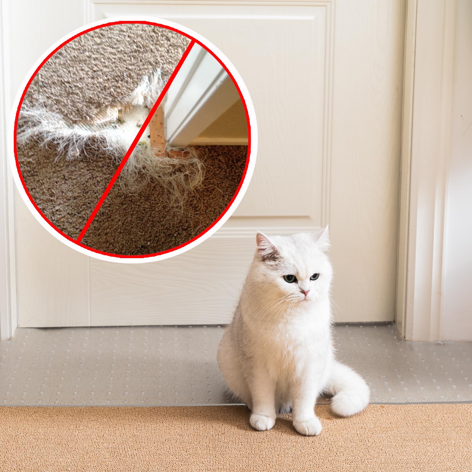 Uross Carpet Protector For Pets 3.28Ft-Cat Carpet Protector For Doorway, Anti Cat Scratch Plastic Mat, Under Door Cat Scratch Fl
