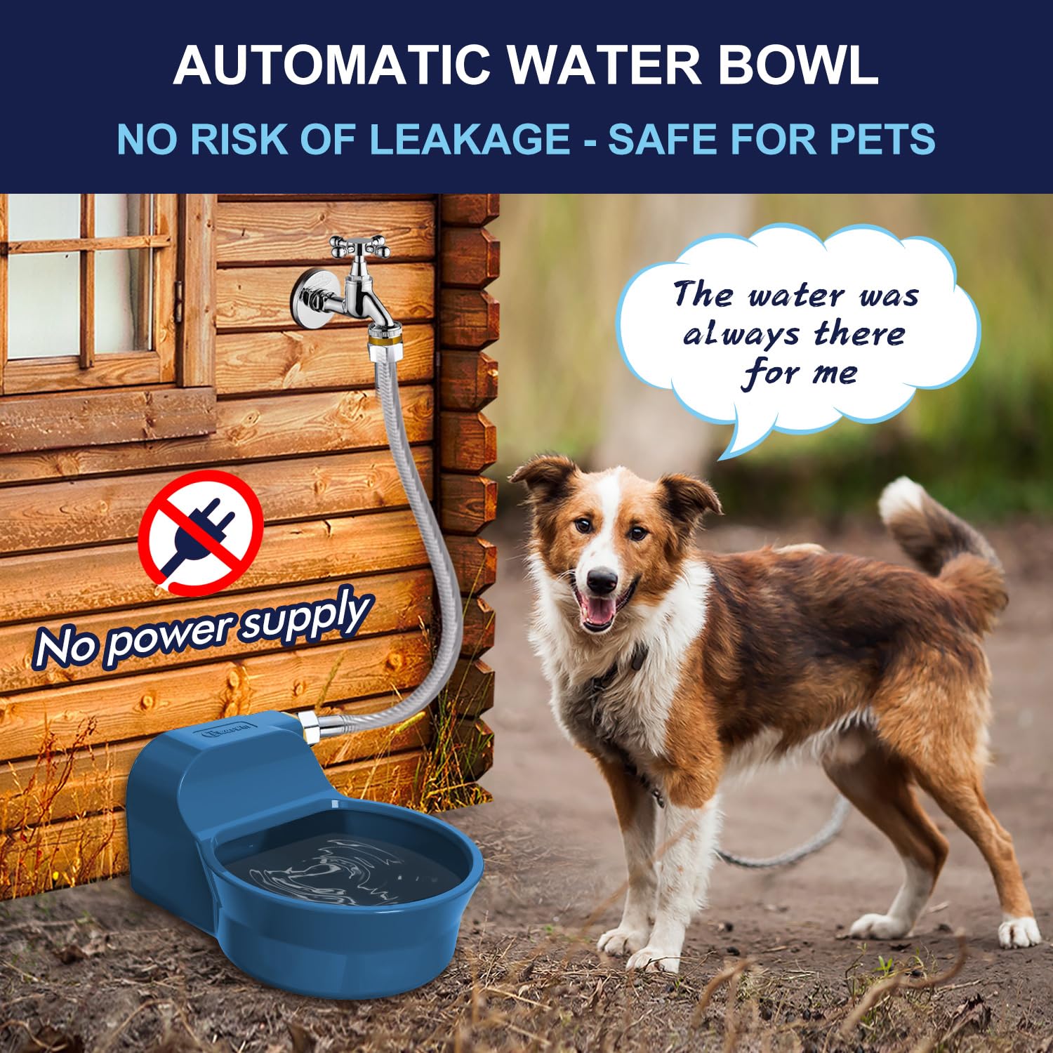 Automatic Dog Water Bowl Dispenser, Patented Automatic 2L Water Dispenser for Dogs, Chicken Waterer Bowl Fit 3/4GHT Faucet, Wa