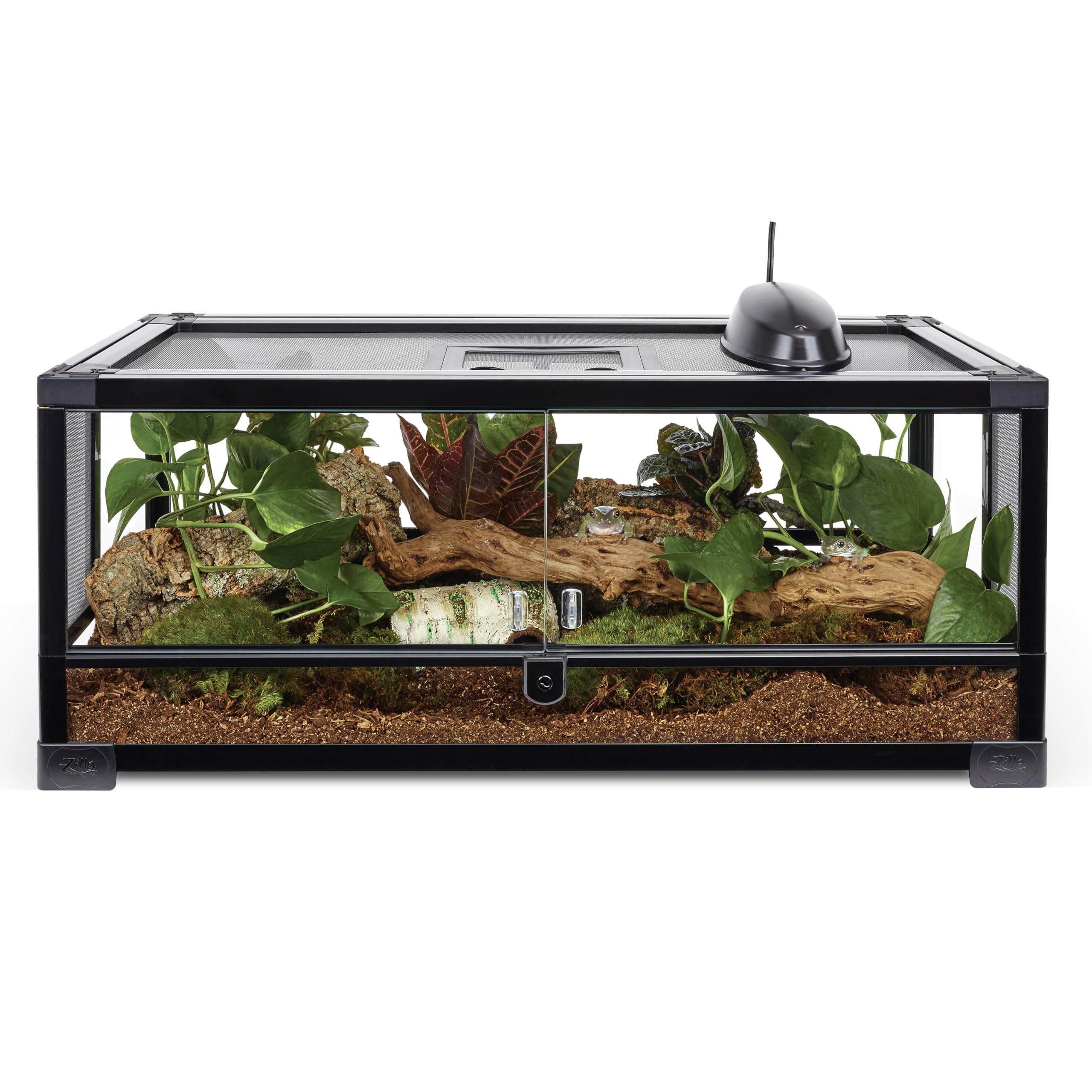 Zilla Quickbuild Reptile 20 Gallon Glass Terrarium Habitat With Swing Door For Geckos, Snakes, Lizards, Frogs, Turtles, And Tort