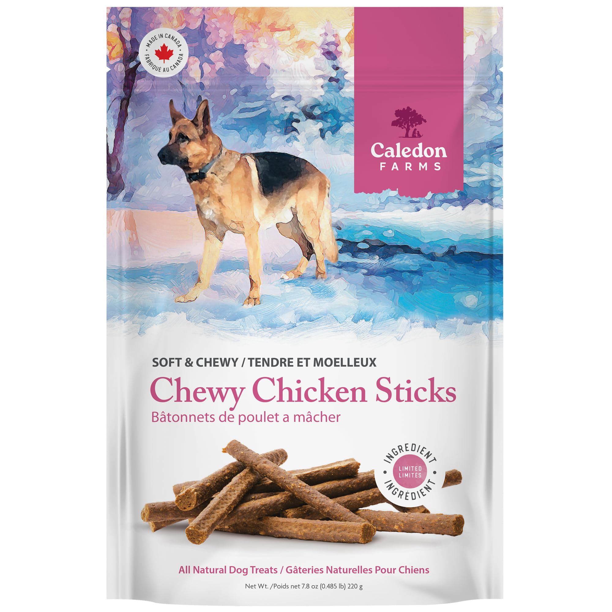 Caledon Farms Chewy Chicken Sticks Dog Treats: 220G/7.8OZ