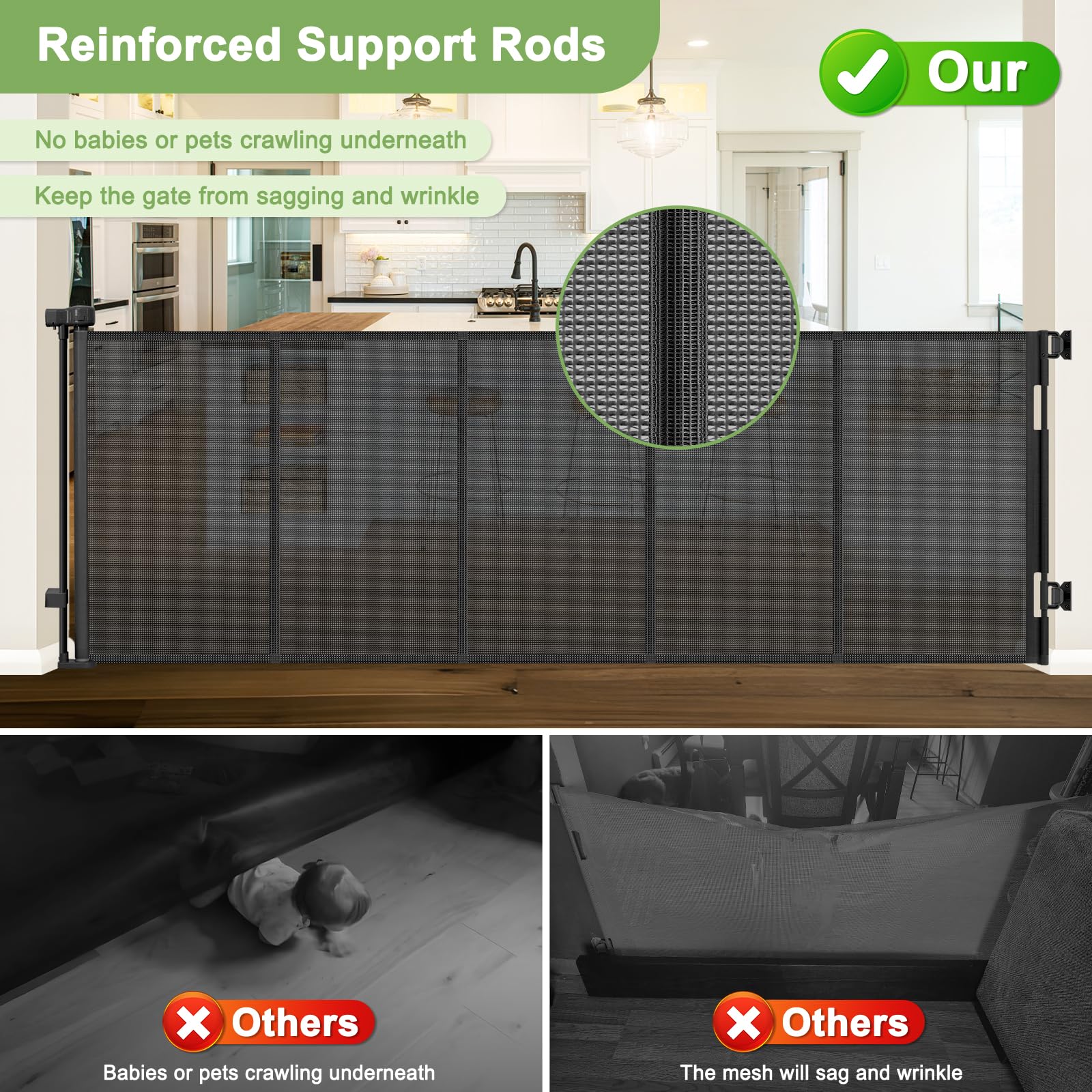 Reinforced 100 Inch Extra Wide Retractable Dog Gate for The House Extra Wide Retractable Baby Gates Extra Wide Retractable Pet G