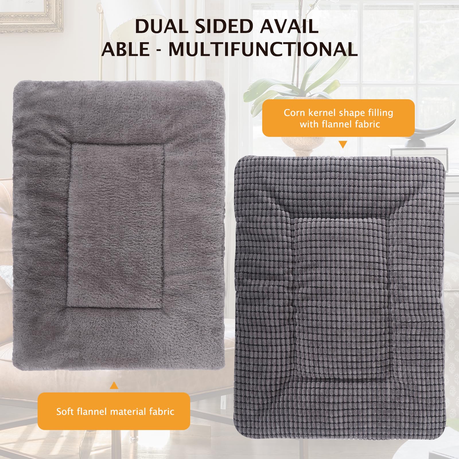 Vetasac Dog Bed Mat, Soft And Warm Pet Cushion, Dual Purpose Washable Mattress Bed For Small Medium Large Dog And Cat Sleeping Xb004 (24'X18', Light Grey)