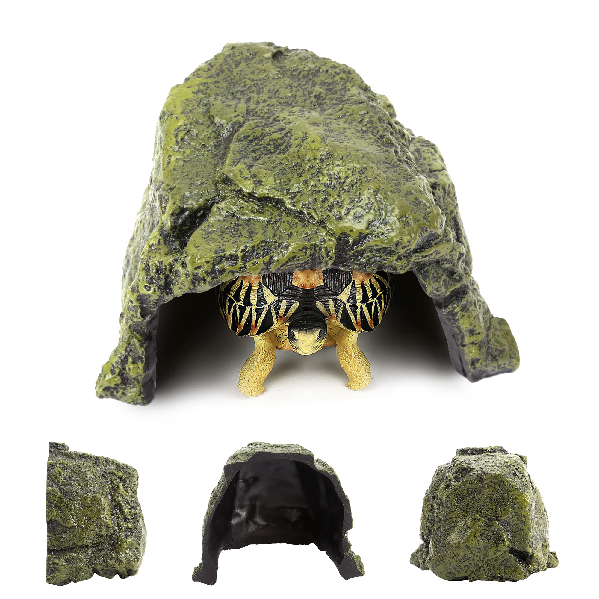 Reptile Rock Hide Cave - World 9.99 Mall Reptile Rock Hide Habitat Decoration|Natural,Non-Toxic, Made of Resin | Hideout for Sma