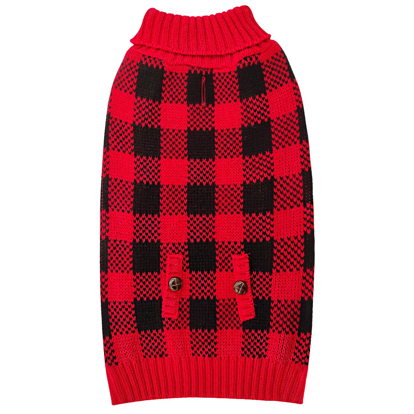 Kyeese Christmas Dog Sweater For Small Dogs Buffalo Check With Leash Hole Turtleneck Dog Cable Knit Dogs Sweaters Pullover For C